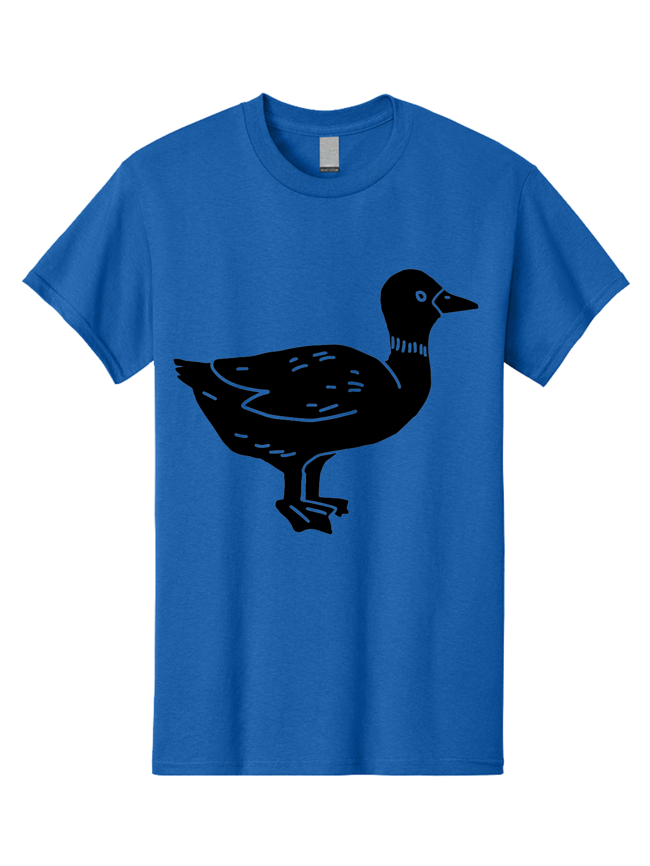 Duck Men'S Graphic Tee, 100% Cotton, Comfortable Casual Summer Wear, Machine Washable, Duck Silhouette, Minimalist Art, Simple Shapes, Bird Illustration, Wildlife Graphic, Vector Art, Black And Green, Modern Design - Aaa588