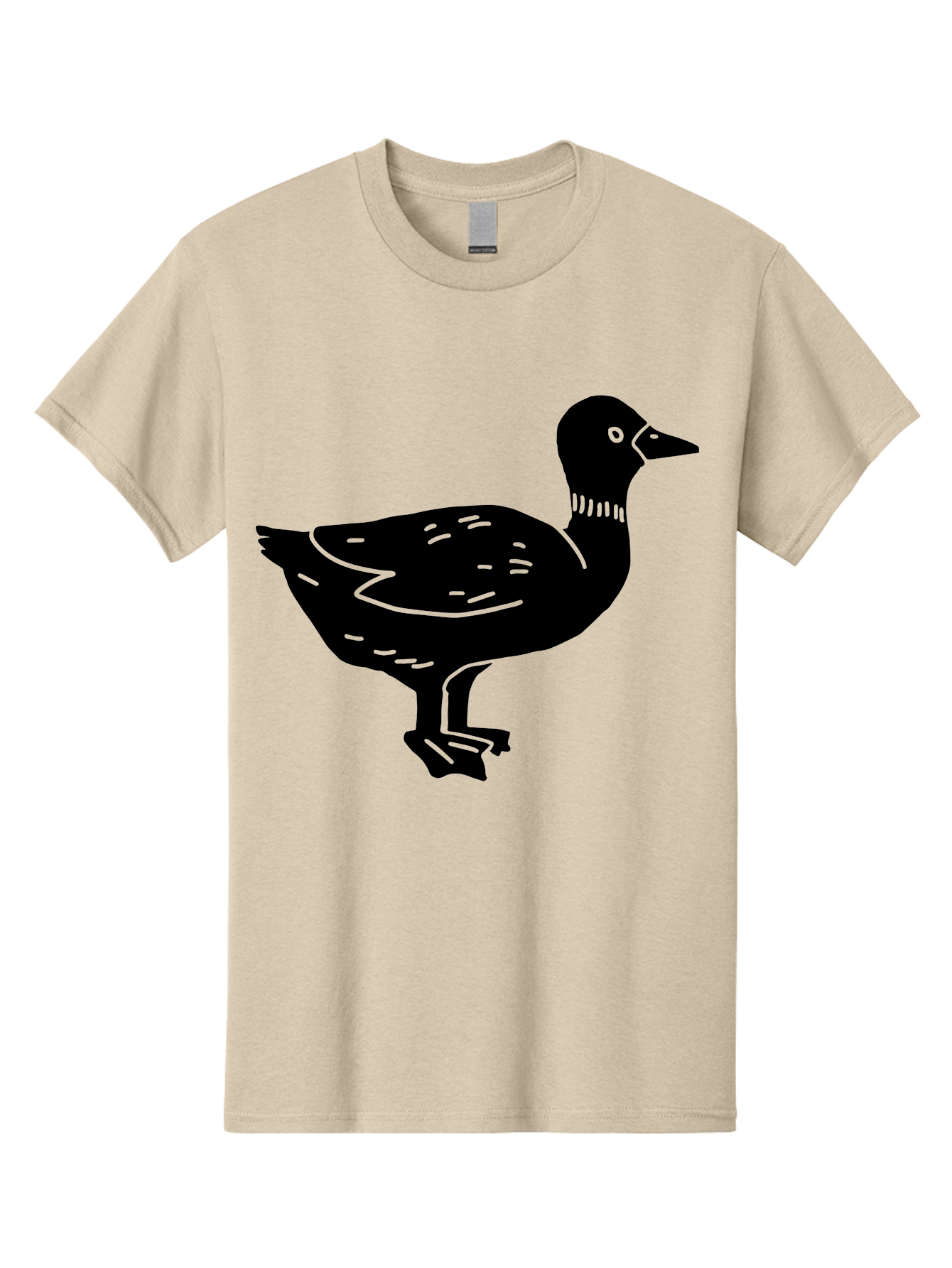 Duck Men'S Graphic Tee, 100% Cotton, Comfortable Casual Summer Wear, Machine Washable, Duck Silhouette, Minimalist Art, Simple Shapes, Bird Illustration, Wildlife Graphic, Vector Art, Black And Green, Modern Design - Aaa588