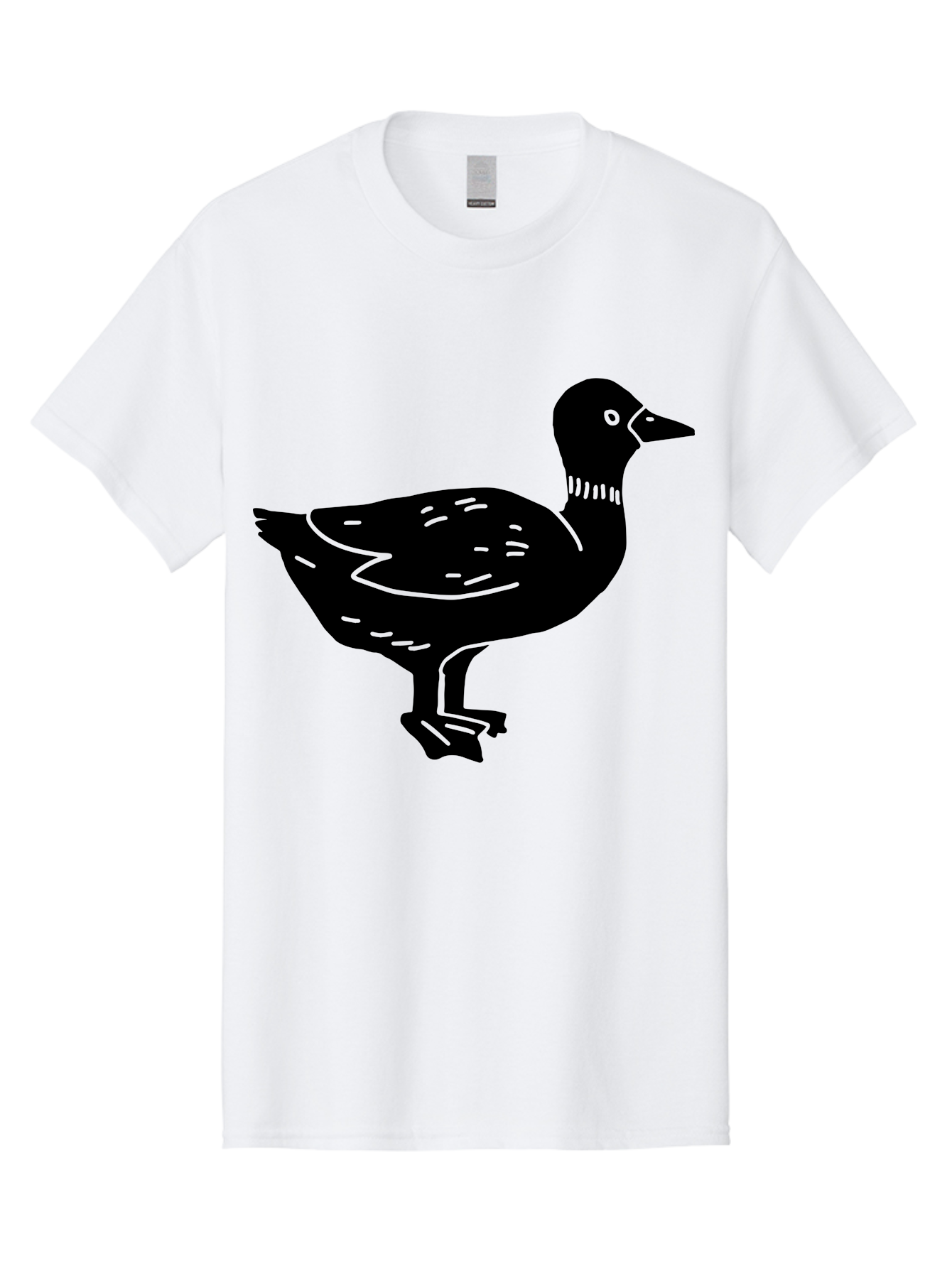 Duck Men'S Graphic Tee, 100% Cotton, Comfortable Casual Summer Wear, Machine Washable, Duck Silhouette, Minimalist Art, Simple Shapes, Bird Illustration, Wildlife Graphic, Vector Art, Black And Green, Modern Design - Aaa588