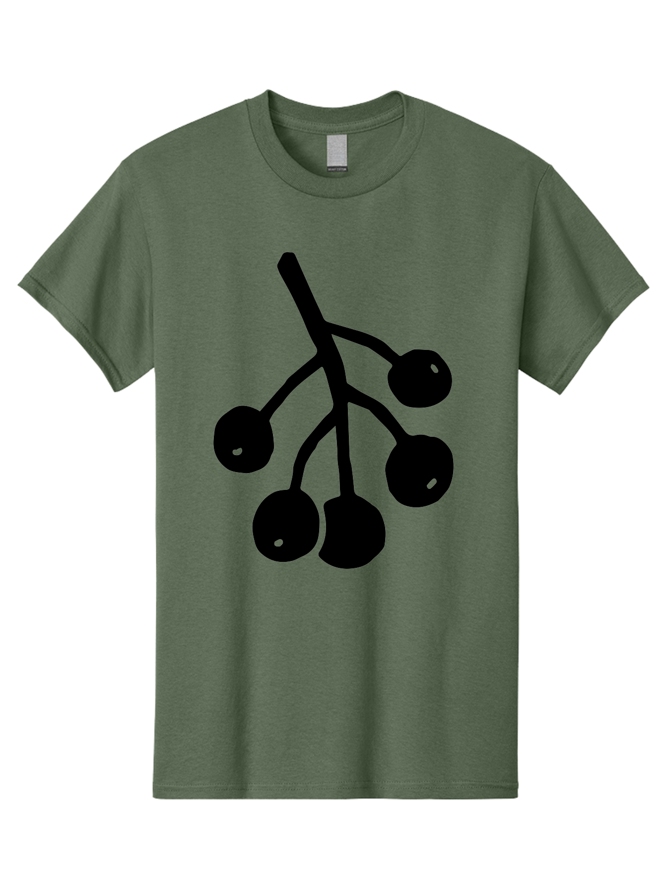 Five-Cherries Men'S Graphic Tee, 100% Cotton, Comfortable Casual Summer Wear, Machine Washable, Black Cherries Silhouette, Minimalist Design, Fruit Icon, Cherry Stem, Simple Graphics, Vector Illustration, Bold Silhouette, - Aaa589