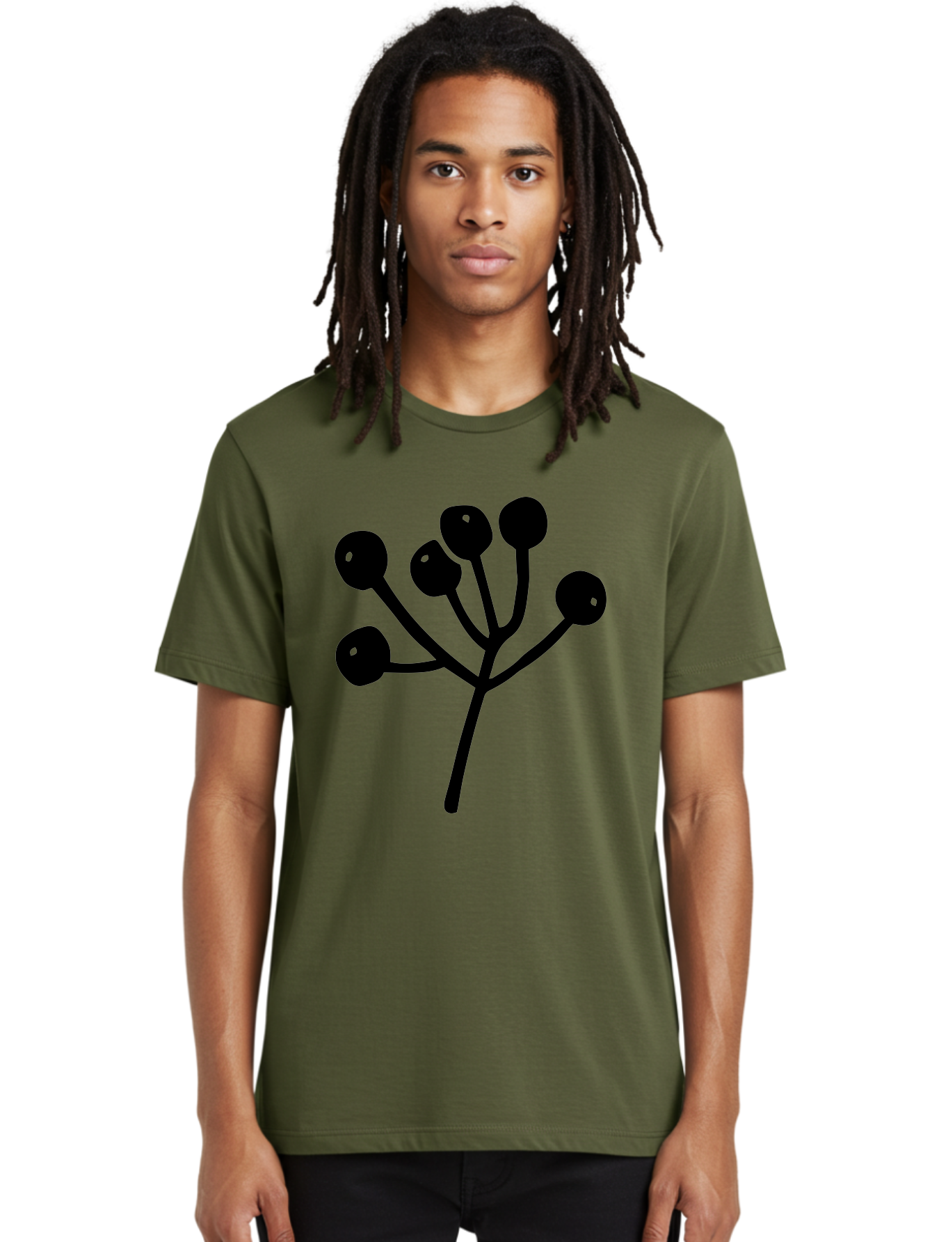 Flower Men'S Graphic Tee, 100% Cotton, Comfortable Casual Summer Wear, Machine Washable, Stylized Flower, Minimalist Design, Black Silhouette, Simple Shapes, Floral Motif, Modern Graphics, Abstract Art - Aaa590