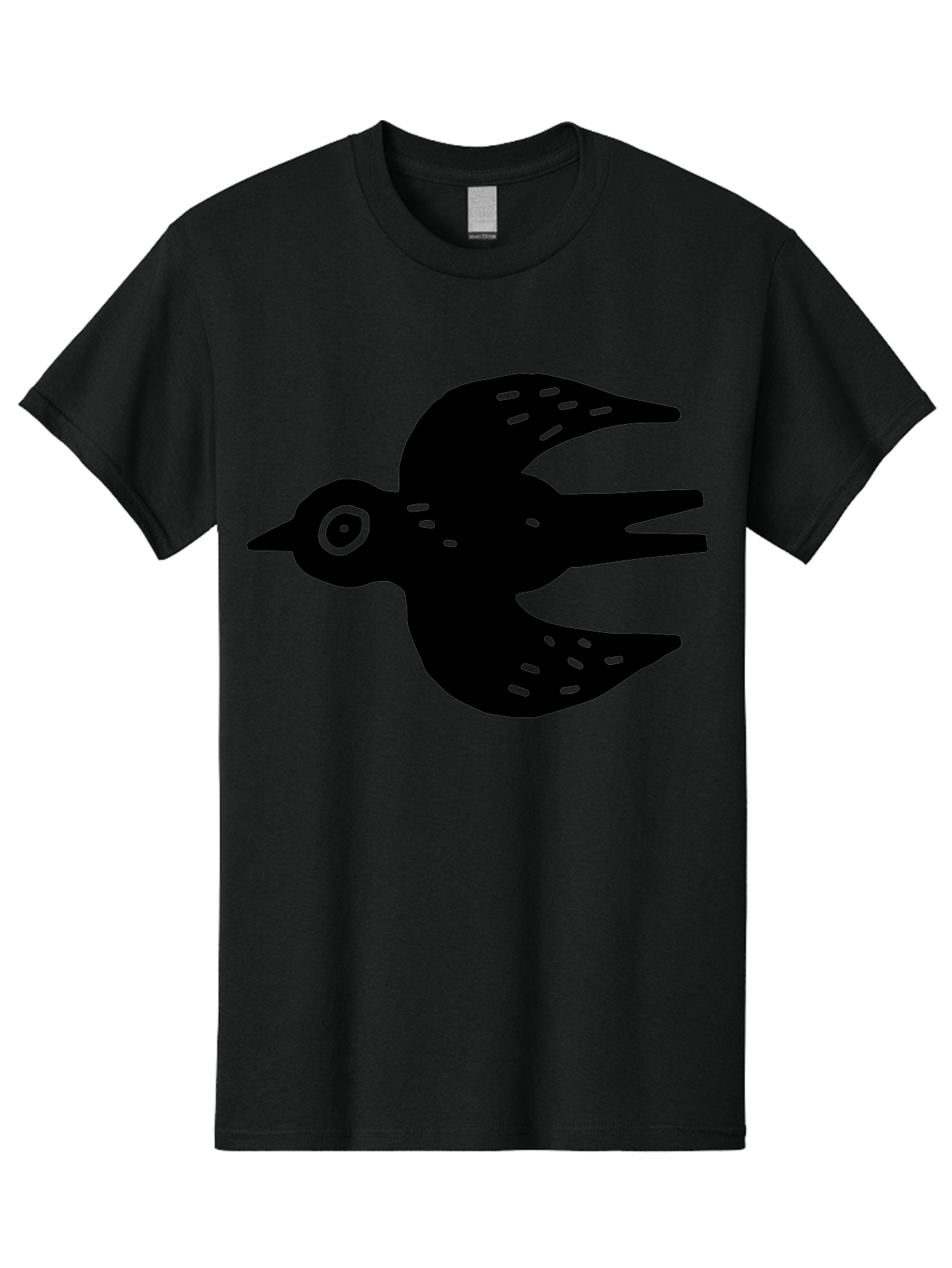 Flying-Bird Men'S Graphic Tee, 100% Cotton, Comfortable Casual Summer Wear, Machine Washable, Black Bird Silhouette, Bird In Flight, Simple Design, Graphic Illustration, Minimalist Art, Wildlife Symbol, Flying Bird, Abstract Shape, - Aaa591