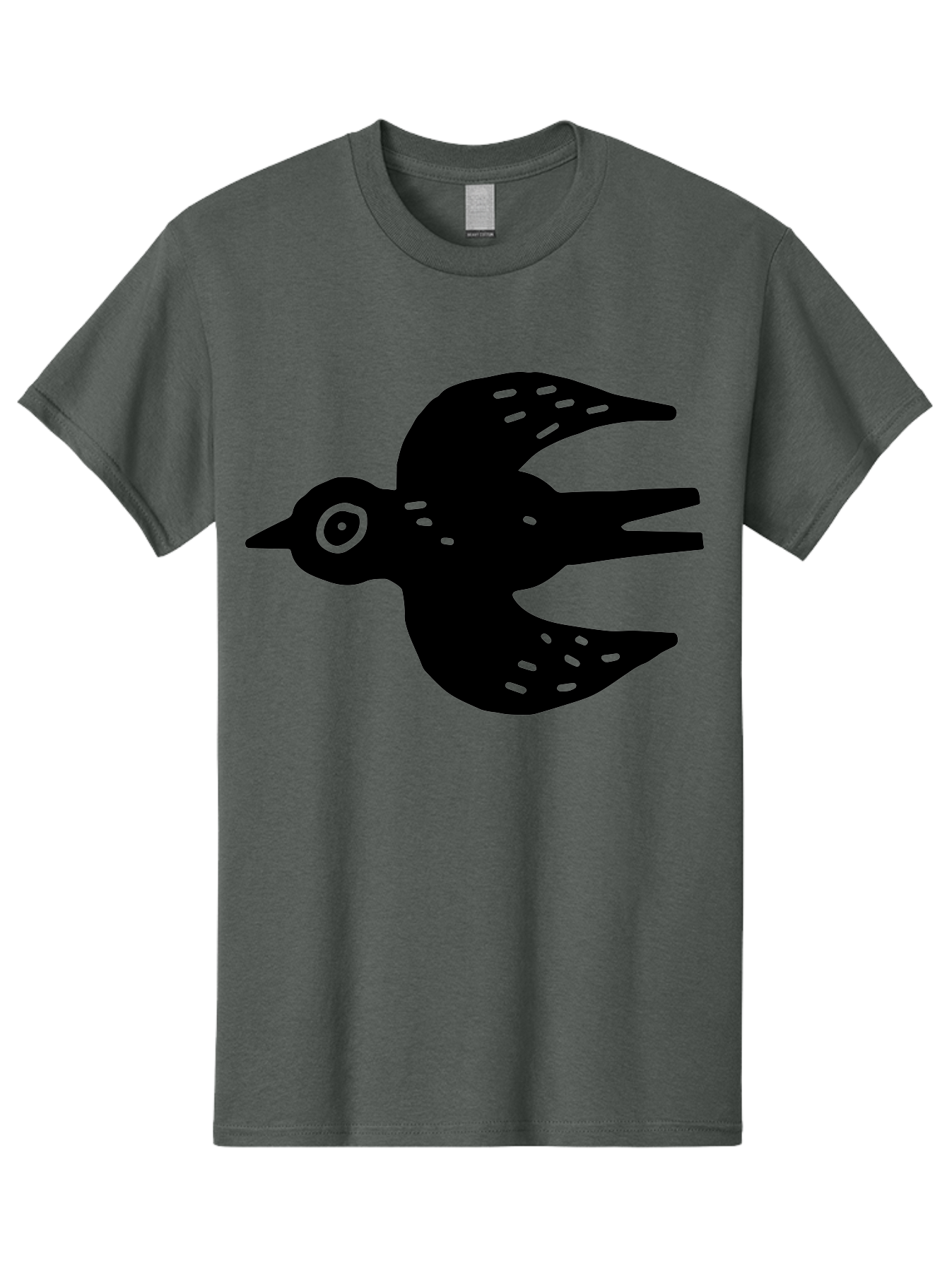 Flying-Bird Men'S Graphic Tee, 100% Cotton, Comfortable Casual Summer Wear, Machine Washable, Black Bird Silhouette, Bird In Flight, Simple Design, Graphic Illustration, Minimalist Art, Wildlife Symbol, Flying Bird, Abstract Shape, - Aaa591