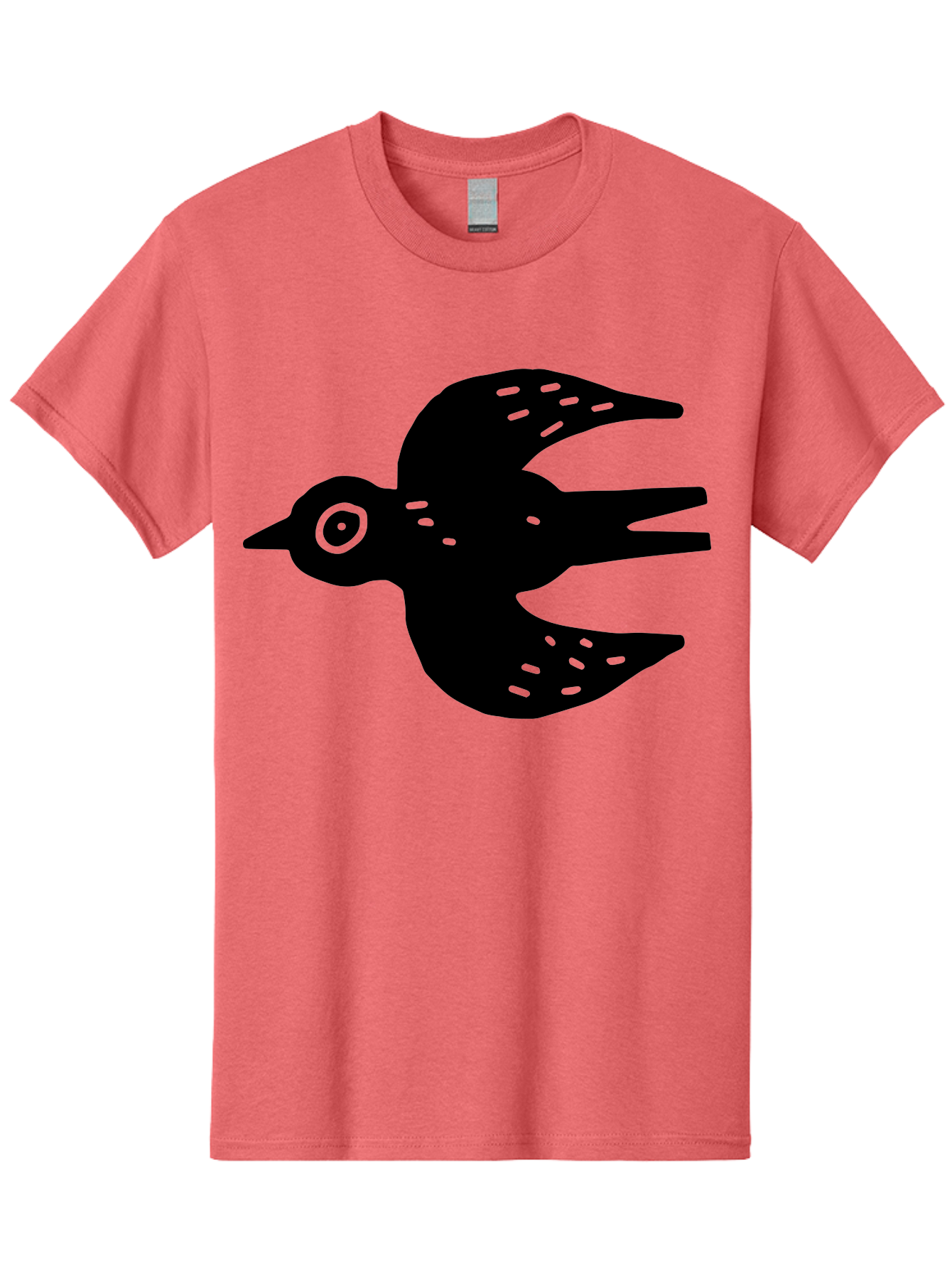 Flying-Bird Men'S Graphic Tee, 100% Cotton, Comfortable Casual Summer Wear, Machine Washable, Black Bird Silhouette, Bird In Flight, Simple Design, Graphic Illustration, Minimalist Art, Wildlife Symbol, Flying Bird, Abstract Shape, - Aaa591