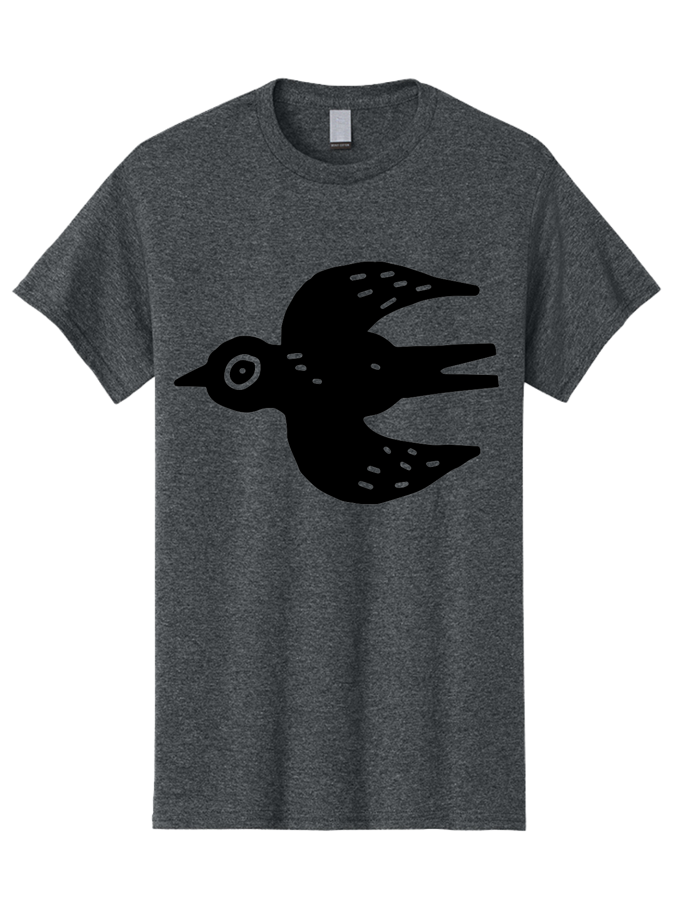 Flying-Bird Men'S Graphic Tee, 100% Cotton, Comfortable Casual Summer Wear, Machine Washable, Black Bird Silhouette, Bird In Flight, Simple Design, Graphic Illustration, Minimalist Art, Wildlife Symbol, Flying Bird, Abstract Shape, - Aaa591
