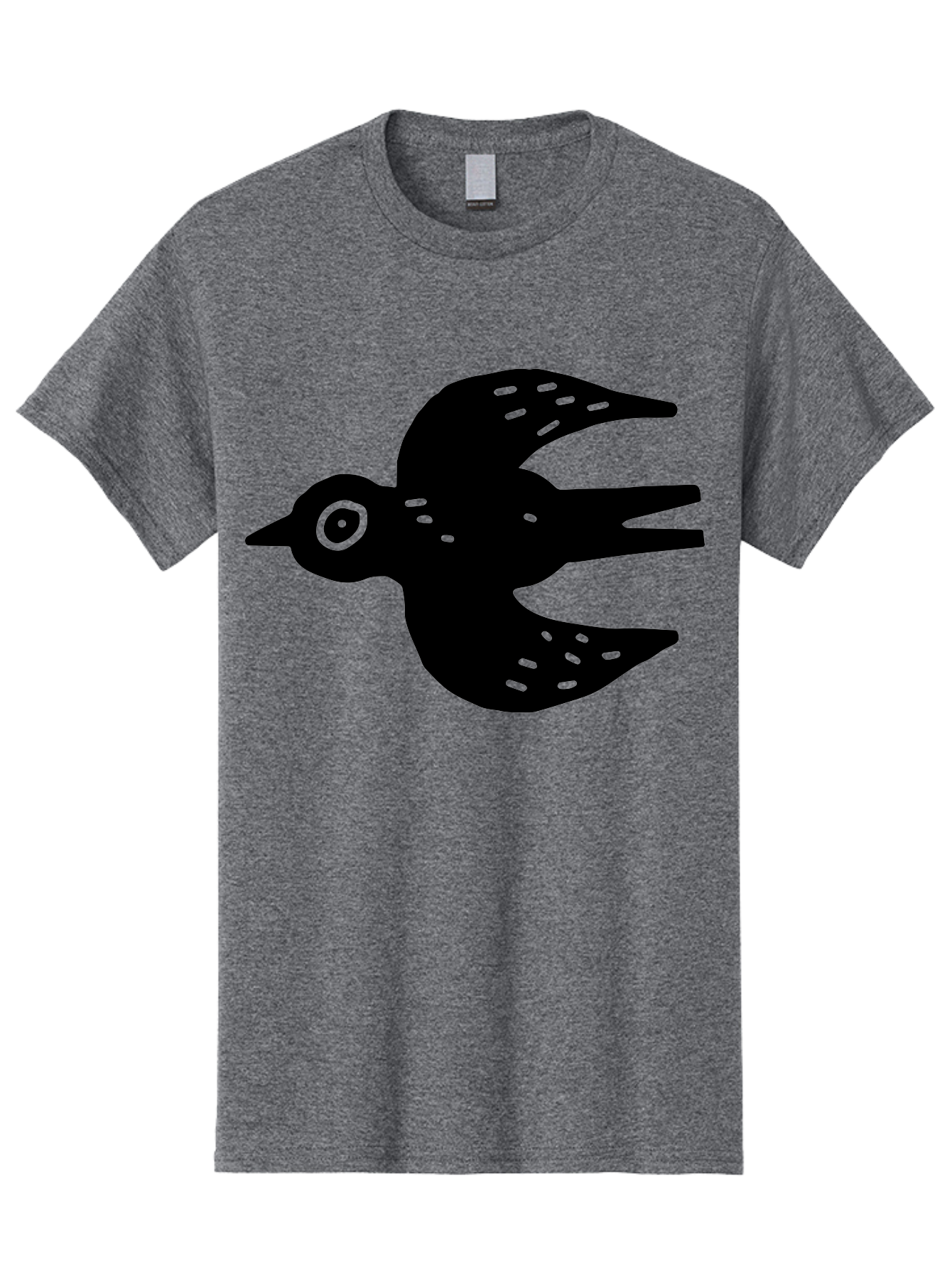 Flying-Bird Men'S Graphic Tee, 100% Cotton, Comfortable Casual Summer Wear, Machine Washable, Black Bird Silhouette, Bird In Flight, Simple Design, Graphic Illustration, Minimalist Art, Wildlife Symbol, Flying Bird, Abstract Shape, - Aaa591