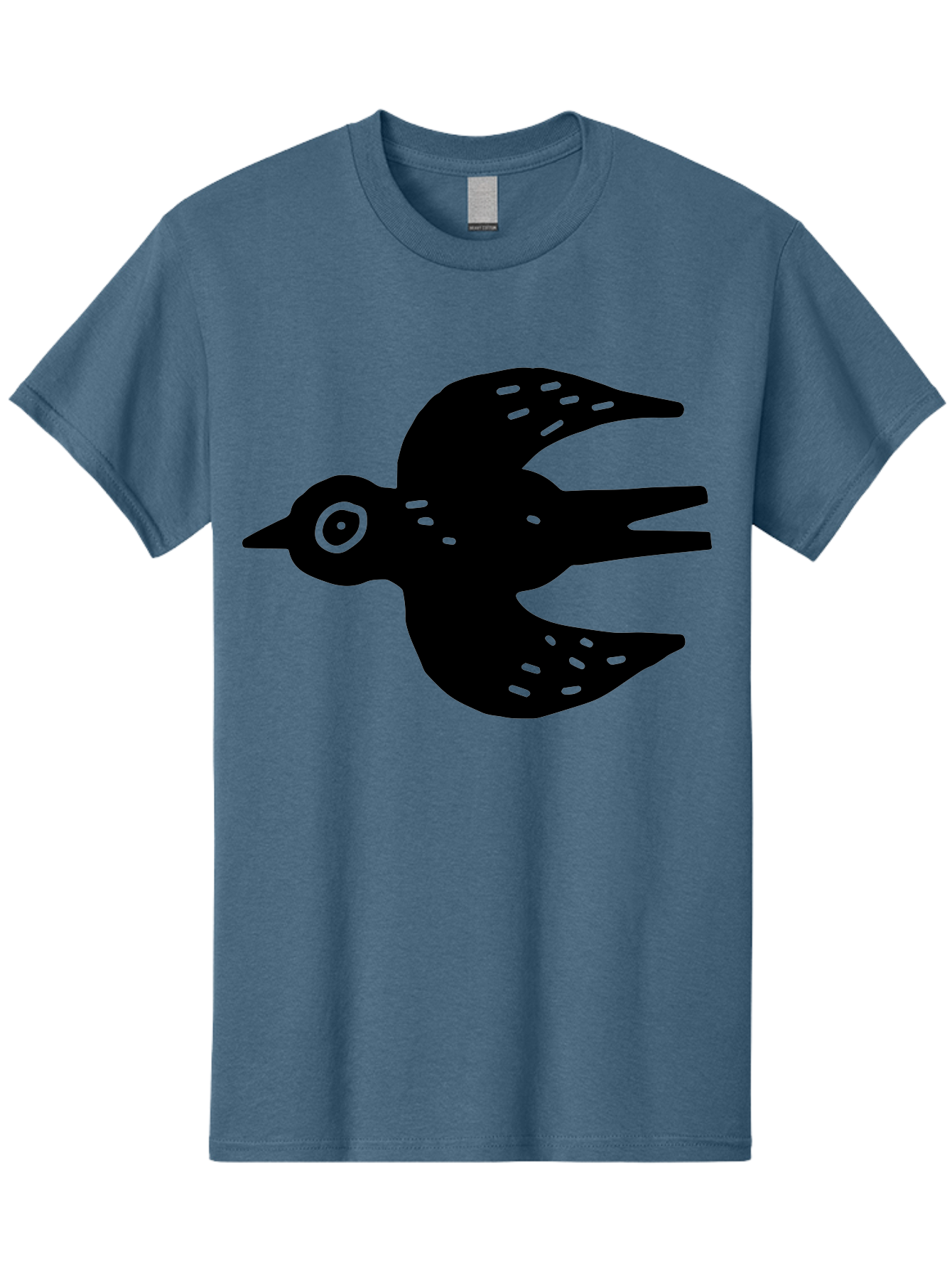 Flying-Bird Men'S Graphic Tee, 100% Cotton, Comfortable Casual Summer Wear, Machine Washable, Black Bird Silhouette, Bird In Flight, Simple Design, Graphic Illustration, Minimalist Art, Wildlife Symbol, Flying Bird, Abstract Shape, - Aaa591