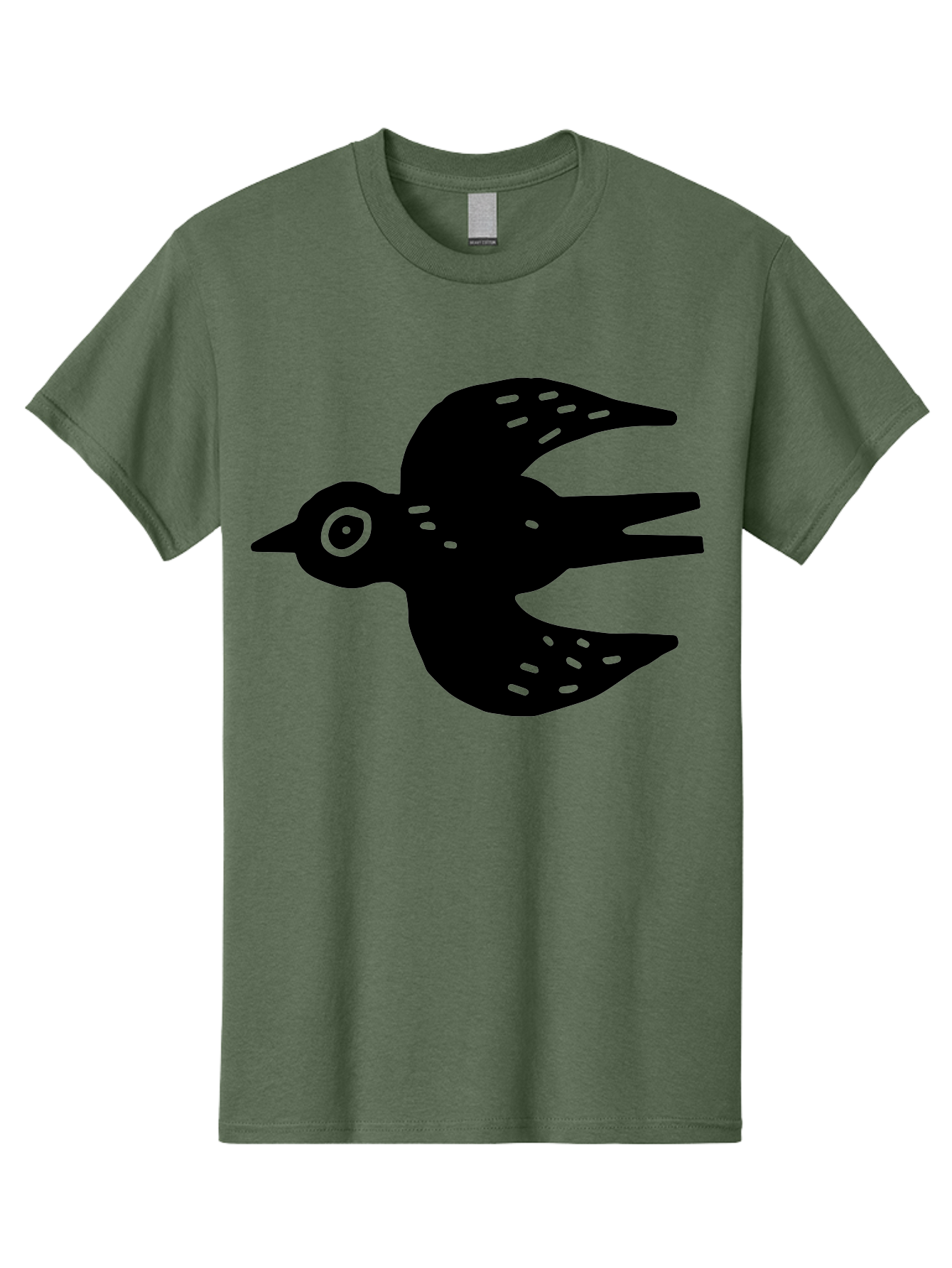 Flying-Bird Men'S Graphic Tee, 100% Cotton, Comfortable Casual Summer Wear, Machine Washable, Black Bird Silhouette, Bird In Flight, Simple Design, Graphic Illustration, Minimalist Art, Wildlife Symbol, Flying Bird, Abstract Shape, - Aaa591