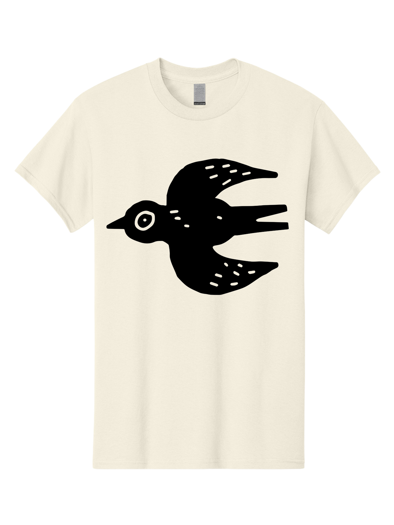 Flying-Bird Men'S Graphic Tee, 100% Cotton, Comfortable Casual Summer Wear, Machine Washable, Black Bird Silhouette, Bird In Flight, Simple Design, Graphic Illustration, Minimalist Art, Wildlife Symbol, Flying Bird, Abstract Shape, - Aaa591