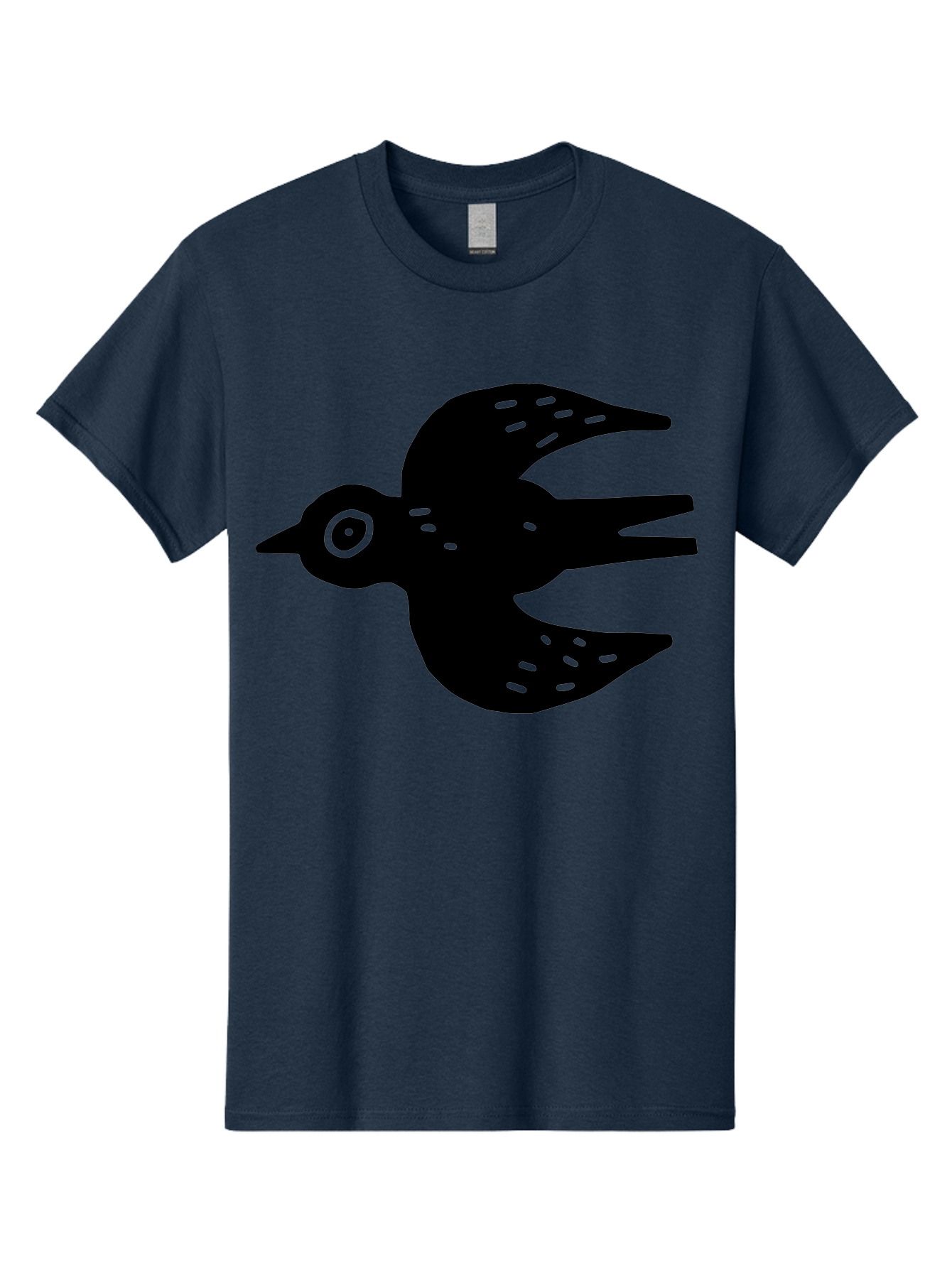Flying-Bird Men'S Graphic Tee, 100% Cotton, Comfortable Casual Summer Wear, Machine Washable, Black Bird Silhouette, Bird In Flight, Simple Design, Graphic Illustration, Minimalist Art, Wildlife Symbol, Flying Bird, Abstract Shape, - Aaa591