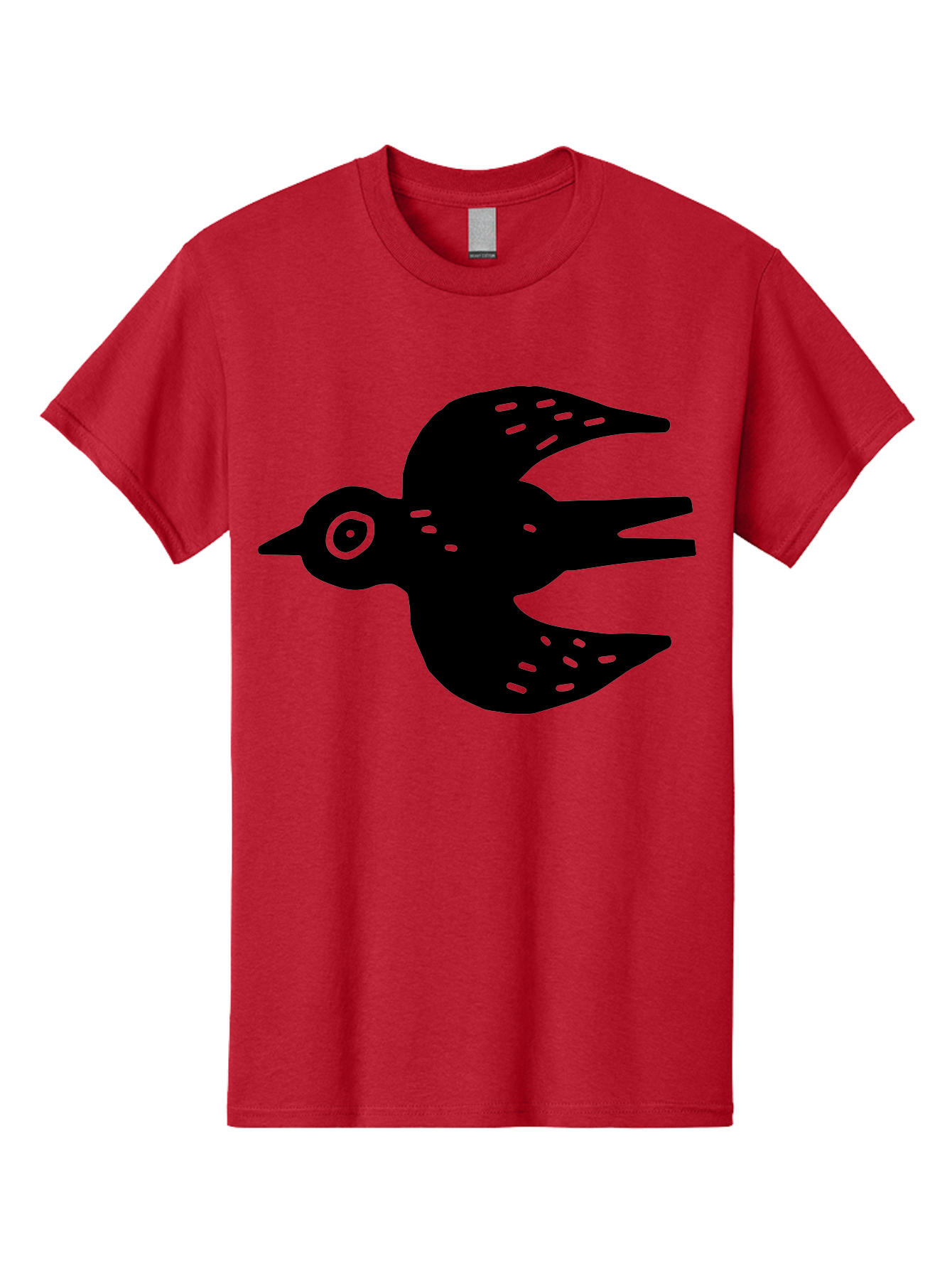 Flying-Bird Men'S Graphic Tee, 100% Cotton, Comfortable Casual Summer Wear, Machine Washable, Black Bird Silhouette, Bird In Flight, Simple Design, Graphic Illustration, Minimalist Art, Wildlife Symbol, Flying Bird, Abstract Shape, - Aaa591