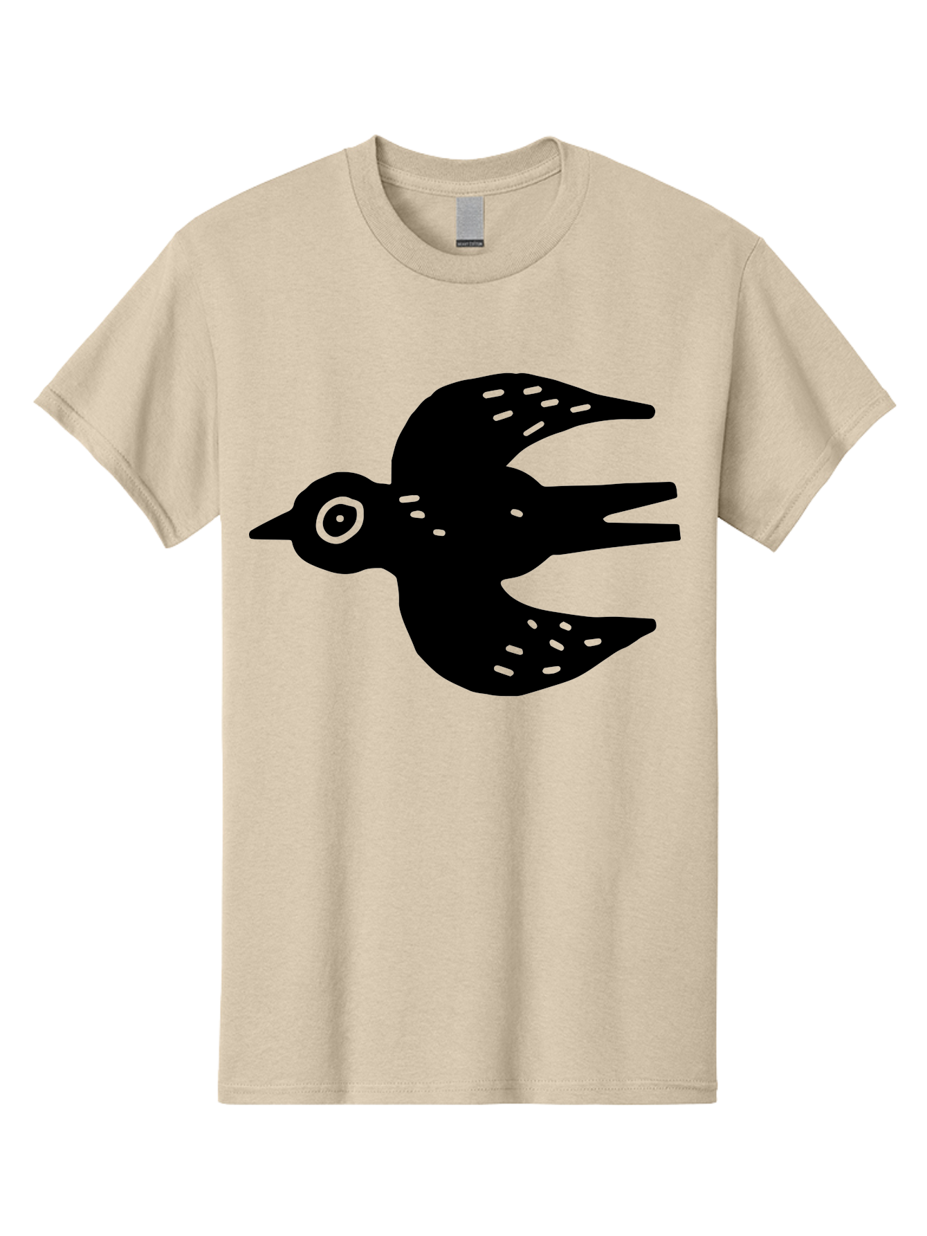 Flying-Bird Men'S Graphic Tee, 100% Cotton, Comfortable Casual Summer Wear, Machine Washable, Black Bird Silhouette, Bird In Flight, Simple Design, Graphic Illustration, Minimalist Art, Wildlife Symbol, Flying Bird, Abstract Shape, - Aaa591
