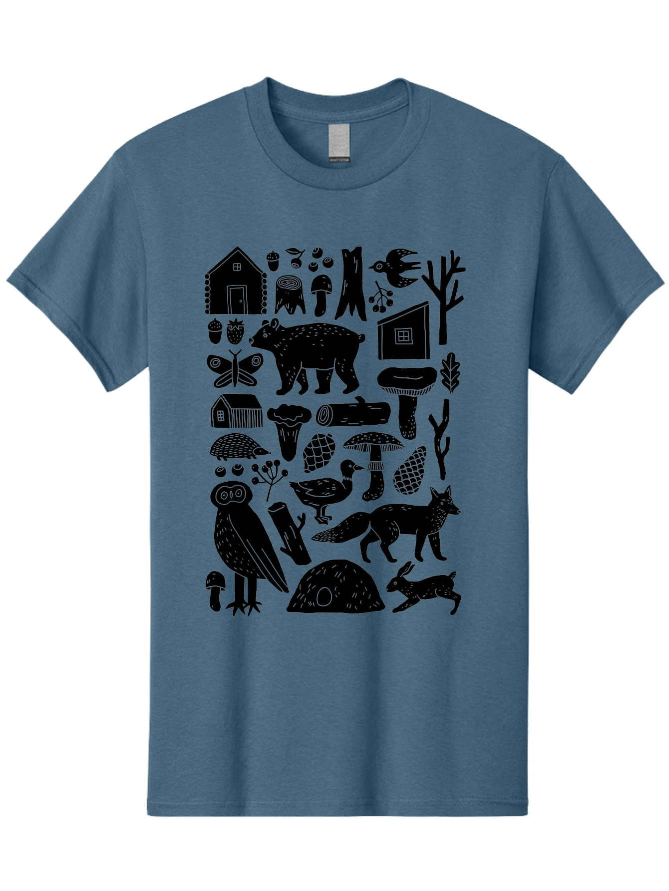 forest wildlife, bear, owl, fox, rabbit, birds, trees, mushrooms, houses, log, berries, butterfly, duck, natural scenery, wildlife icons, forest elements, wild animals