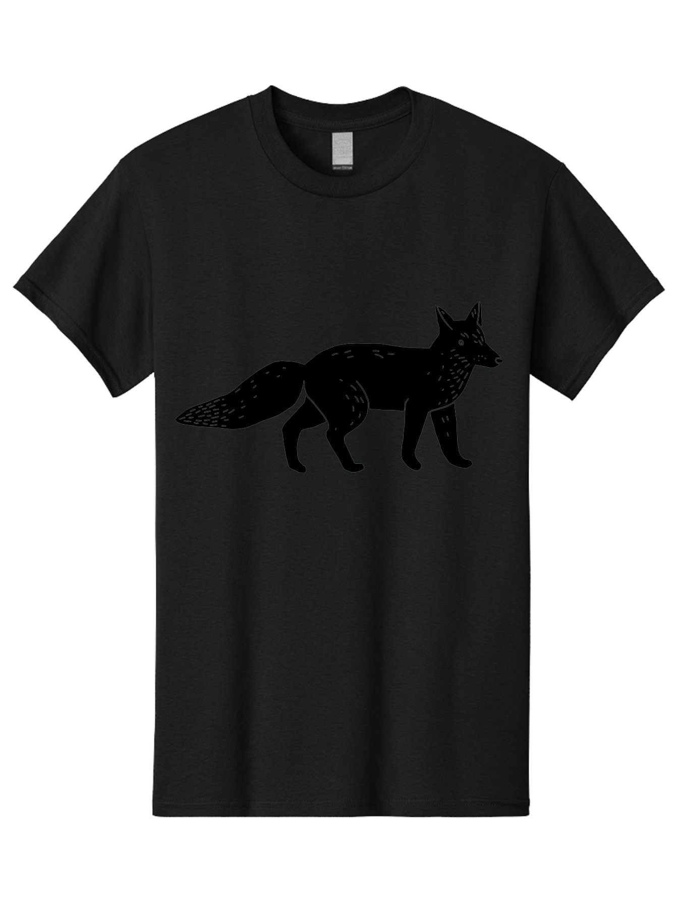Fox-Silhouette Men'S Graphic Tee, 100% Cotton, Comfortable Casual Summer Wear, Machine Washable, Fox Silhouette, Black Fox Graphic, Wildlife Illustration, Animal Art, Forest Creature, Wild Animal, Graphic Design - Aaa595