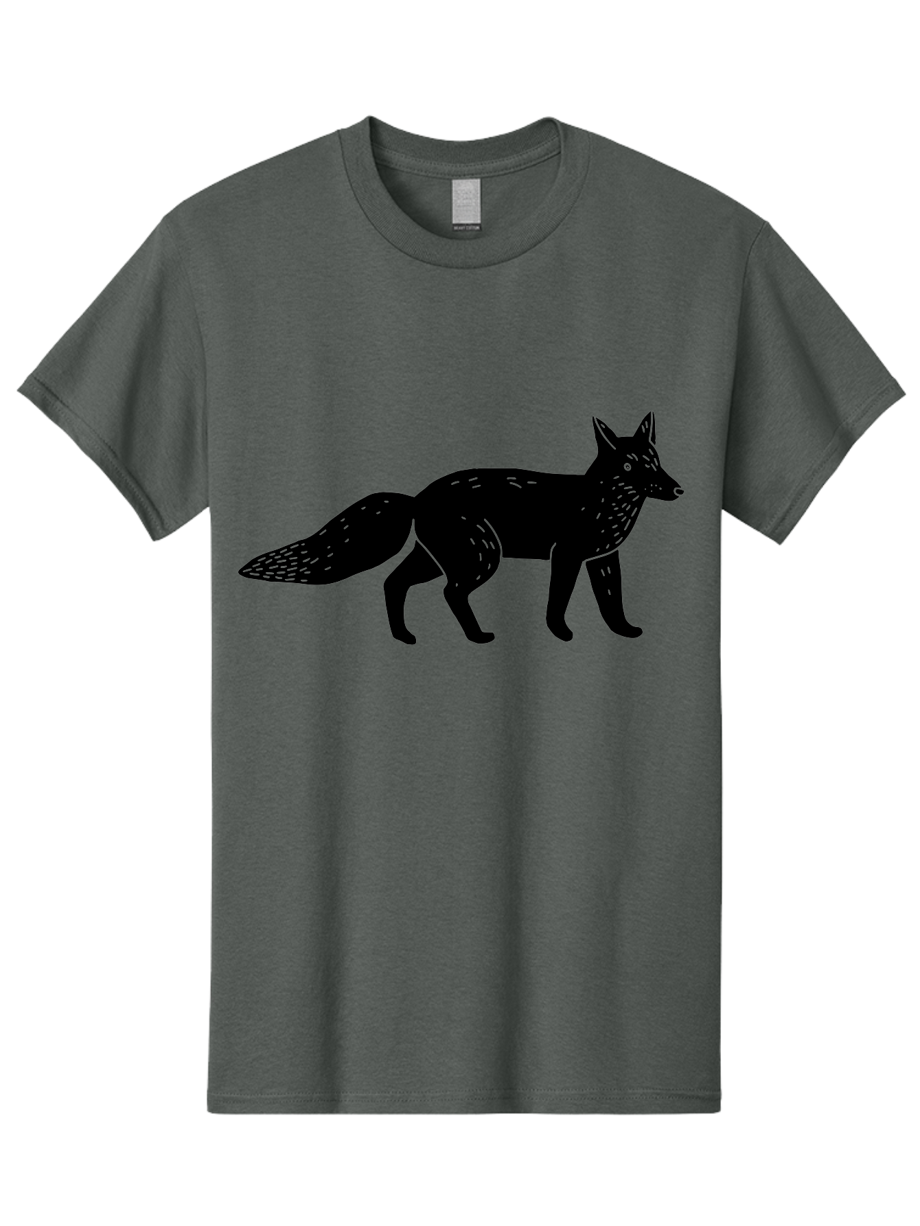 Fox-Silhouette Men'S Graphic Tee, 100% Cotton, Comfortable Casual Summer Wear, Machine Washable, Fox Silhouette, Black Fox Graphic, Wildlife Illustration, Animal Art, Forest Creature, Wild Animal, Graphic Design - Aaa595