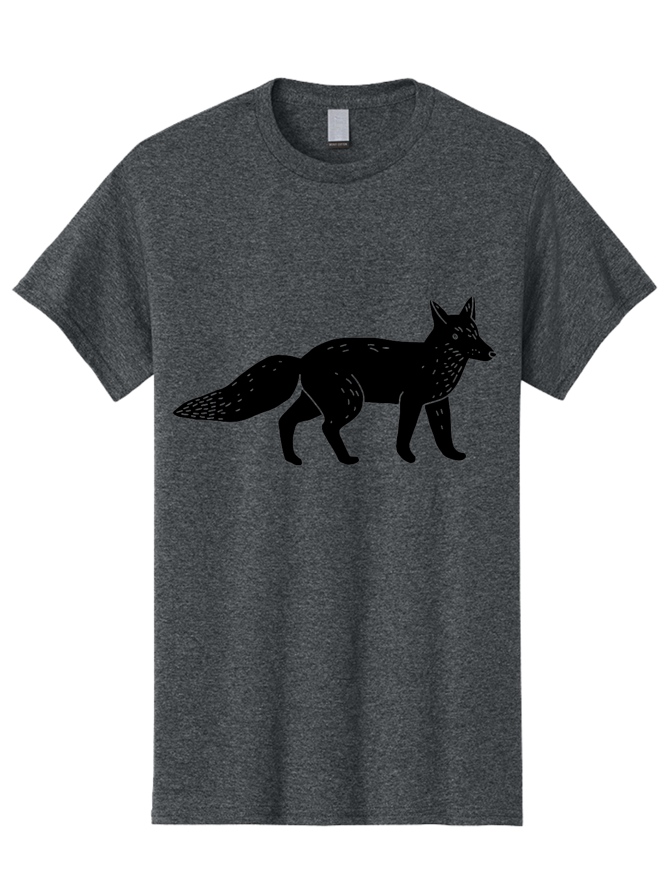 Fox-Silhouette Men'S Graphic Tee, 100% Cotton, Comfortable Casual Summer Wear, Machine Washable, Fox Silhouette, Black Fox Graphic, Wildlife Illustration, Animal Art, Forest Creature, Wild Animal, Graphic Design - Aaa595