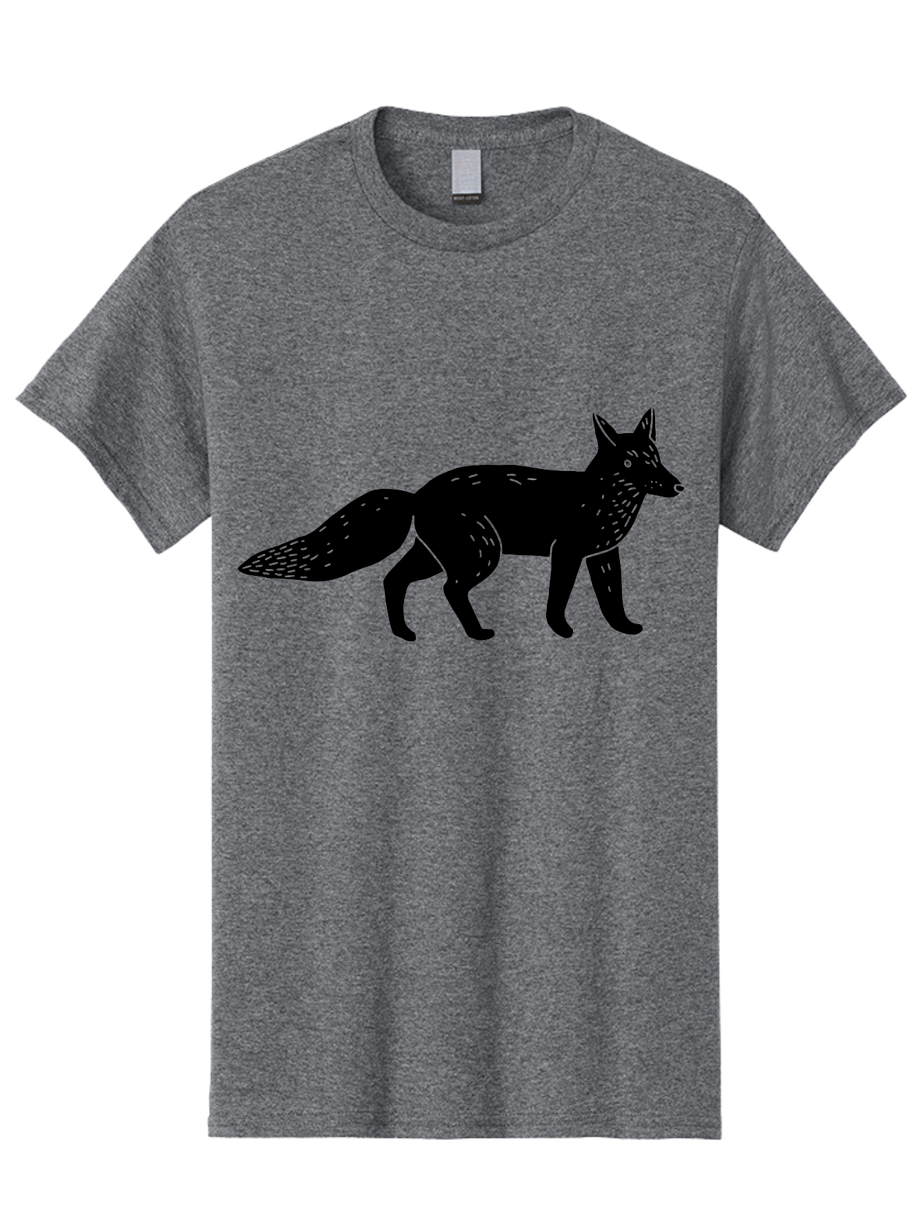 Fox-Silhouette Men'S Graphic Tee, 100% Cotton, Comfortable Casual Summer Wear, Machine Washable, Fox Silhouette, Black Fox Graphic, Wildlife Illustration, Animal Art, Forest Creature, Wild Animal, Graphic Design - Aaa595