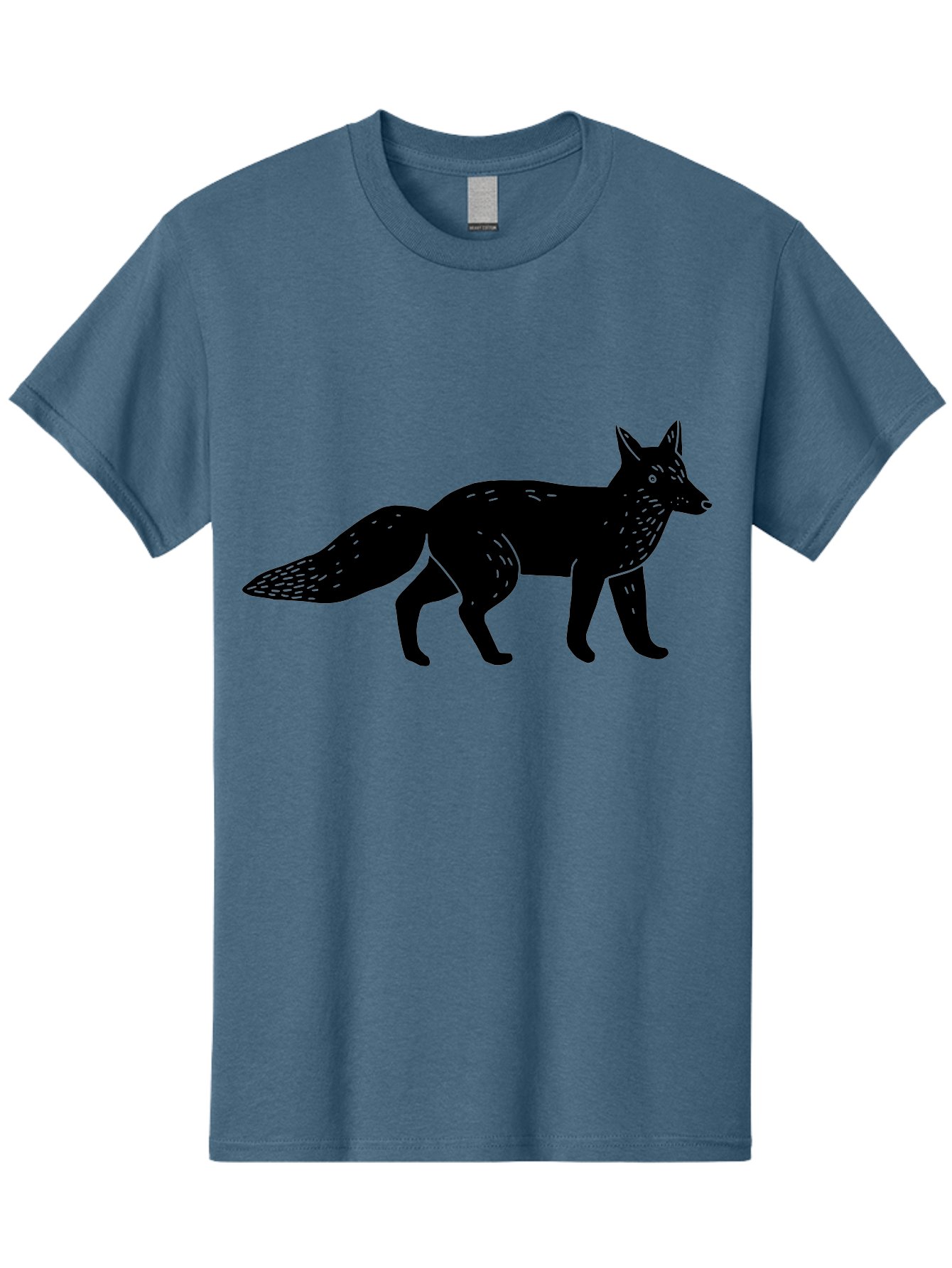 Fox-Silhouette Men'S Graphic Tee, 100% Cotton, Comfortable Casual Summer Wear, Machine Washable, Fox Silhouette, Black Fox Graphic, Wildlife Illustration, Animal Art, Forest Creature, Wild Animal, Graphic Design - Aaa595