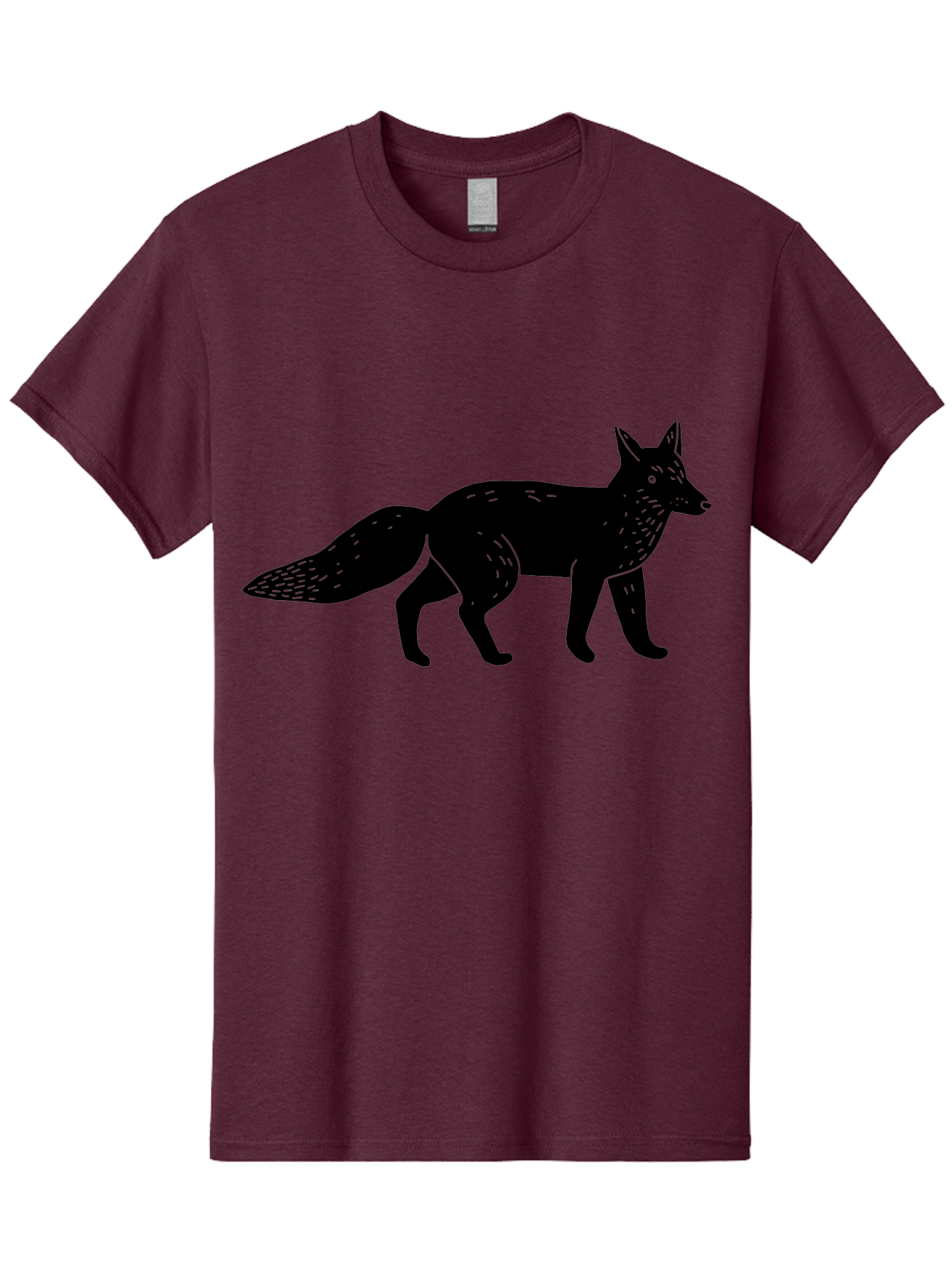 Fox-Silhouette Men'S Graphic Tee, 100% Cotton, Comfortable Casual Summer Wear, Machine Washable, Fox Silhouette, Black Fox Graphic, Wildlife Illustration, Animal Art, Forest Creature, Wild Animal, Graphic Design - Aaa595