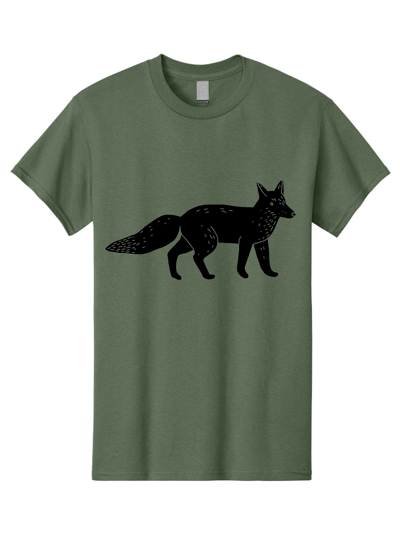 Fox-Silhouette Men'S Graphic Tee, 100% Cotton, Comfortable Casual Summer Wear, Machine Washable, Fox Silhouette, Black Fox Graphic, Wildlife Illustration, Animal Art, Forest Creature, Wild Animal, Graphic Design - Aaa595