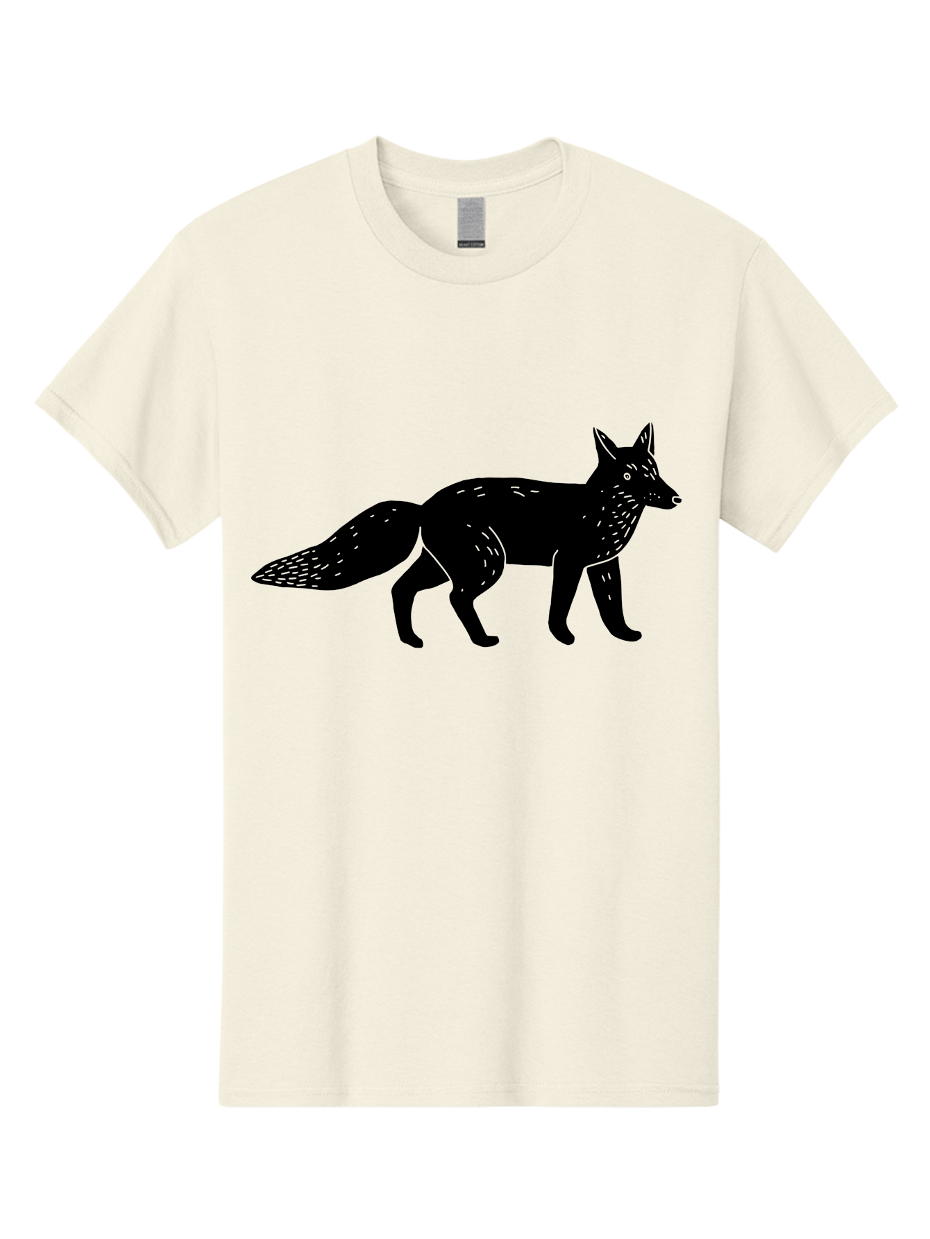 Fox-Silhouette Men'S Graphic Tee, 100% Cotton, Comfortable Casual Summer Wear, Machine Washable, Fox Silhouette, Black Fox Graphic, Wildlife Illustration, Animal Art, Forest Creature, Wild Animal, Graphic Design - Aaa595