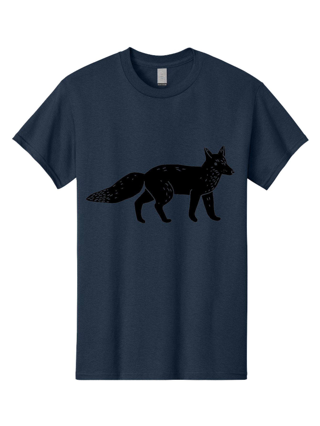 Fox-Silhouette Men'S Graphic Tee, 100% Cotton, Comfortable Casual Summer Wear, Machine Washable, Fox Silhouette, Black Fox Graphic, Wildlife Illustration, Animal Art, Forest Creature, Wild Animal, Graphic Design - Aaa595