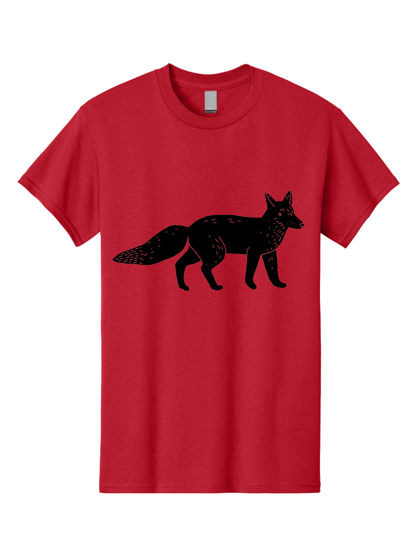 Fox-Silhouette Men'S Graphic Tee, 100% Cotton, Comfortable Casual Summer Wear, Machine Washable, Fox Silhouette, Black Fox Graphic, Wildlife Illustration, Animal Art, Forest Creature, Wild Animal, Graphic Design - Aaa595