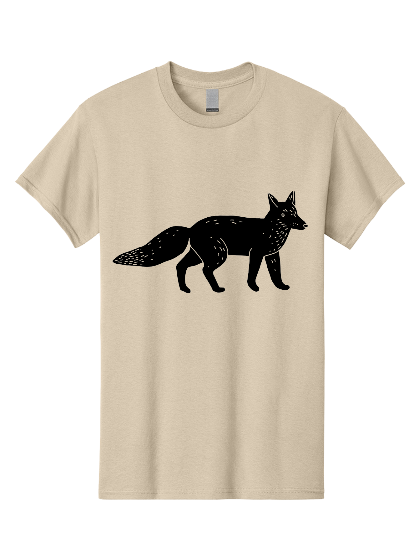Fox-Silhouette Men'S Graphic Tee, 100% Cotton, Comfortable Casual Summer Wear, Machine Washable, Fox Silhouette, Black Fox Graphic, Wildlife Illustration, Animal Art, Forest Creature, Wild Animal, Graphic Design - Aaa595