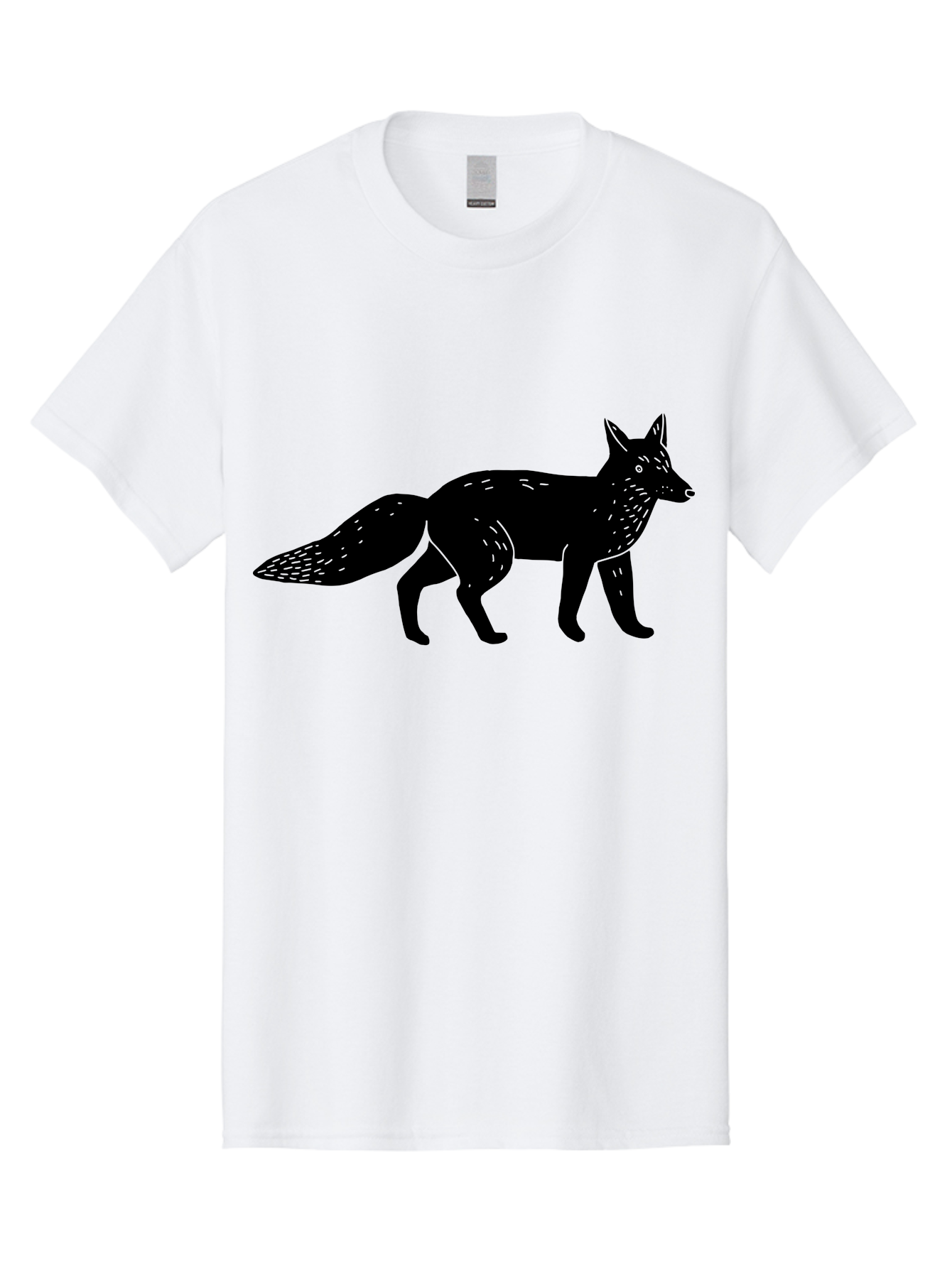 Fox-Silhouette Men'S Graphic Tee, 100% Cotton, Comfortable Casual Summer Wear, Machine Washable, Fox Silhouette, Black Fox Graphic, Wildlife Illustration, Animal Art, Forest Creature, Wild Animal, Graphic Design - Aaa595