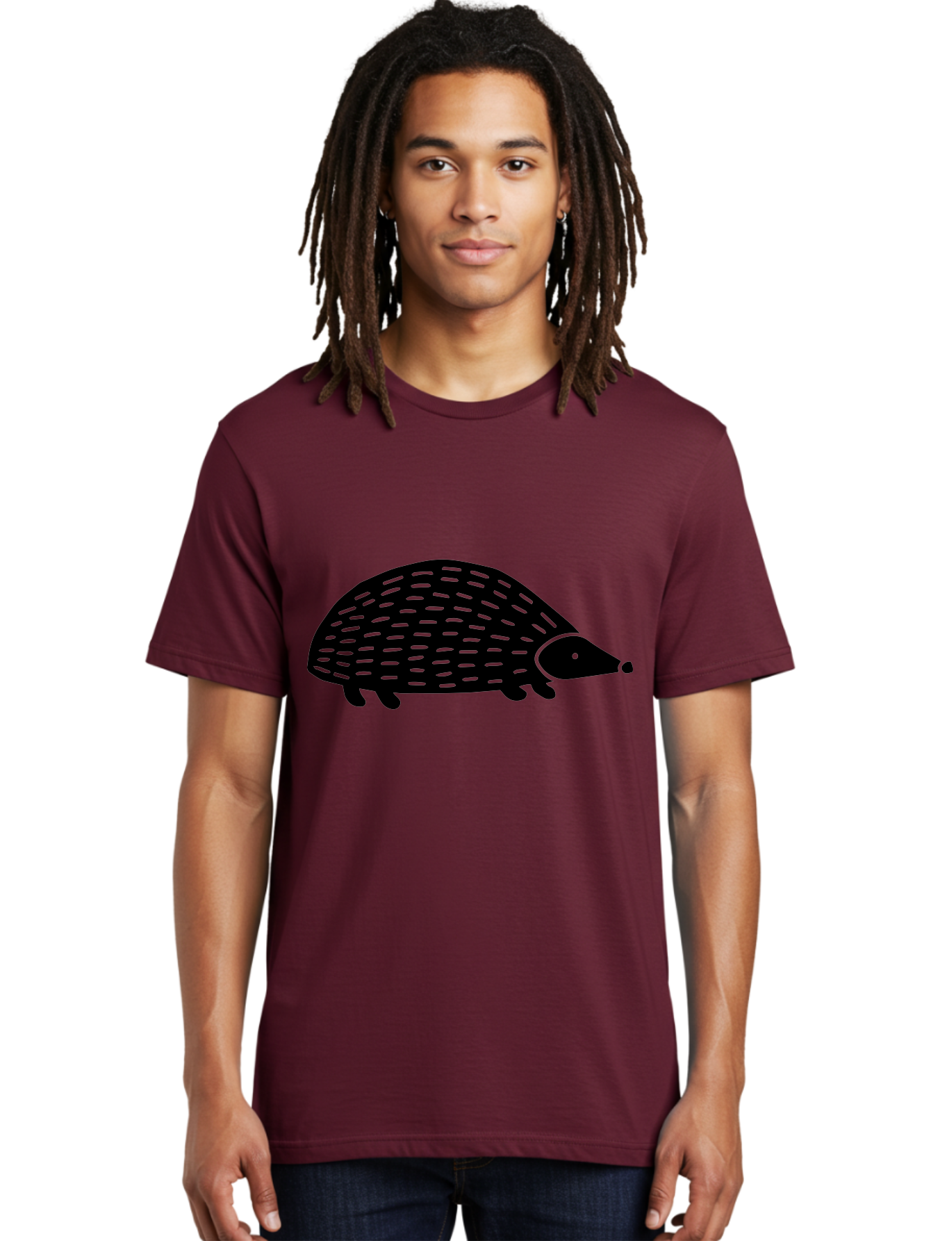 Hedgehog-1 Men'S Graphic Tee, 100% Cotton, Comfortable Casual Summer Wear, Machine Washable, Hedgehog Illustration, Minimalist Design, Simple Graphics, Cute Animal, Quills Texture, Cartoon Style, Wildlife Art, Prickly Creature, - Aaa596