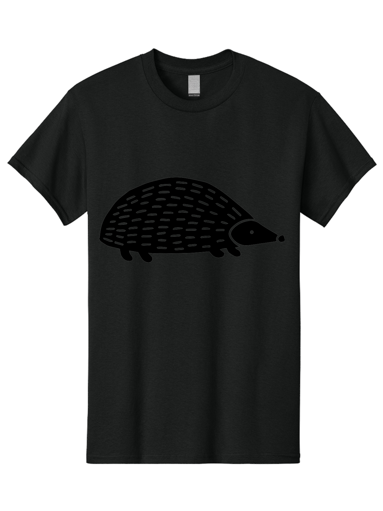 Hedgehog Men'S Graphic Tee, 100% Cotton, Comfortable Casual Summer Wear, Machine Washable, Hedgehog Silhouette, Simple Illustration, Minimalist Design, Cute Animal, Prickly Creature, Small Legs, Dotted Pattern, Bold Lines, Quirky Art - Aaa597