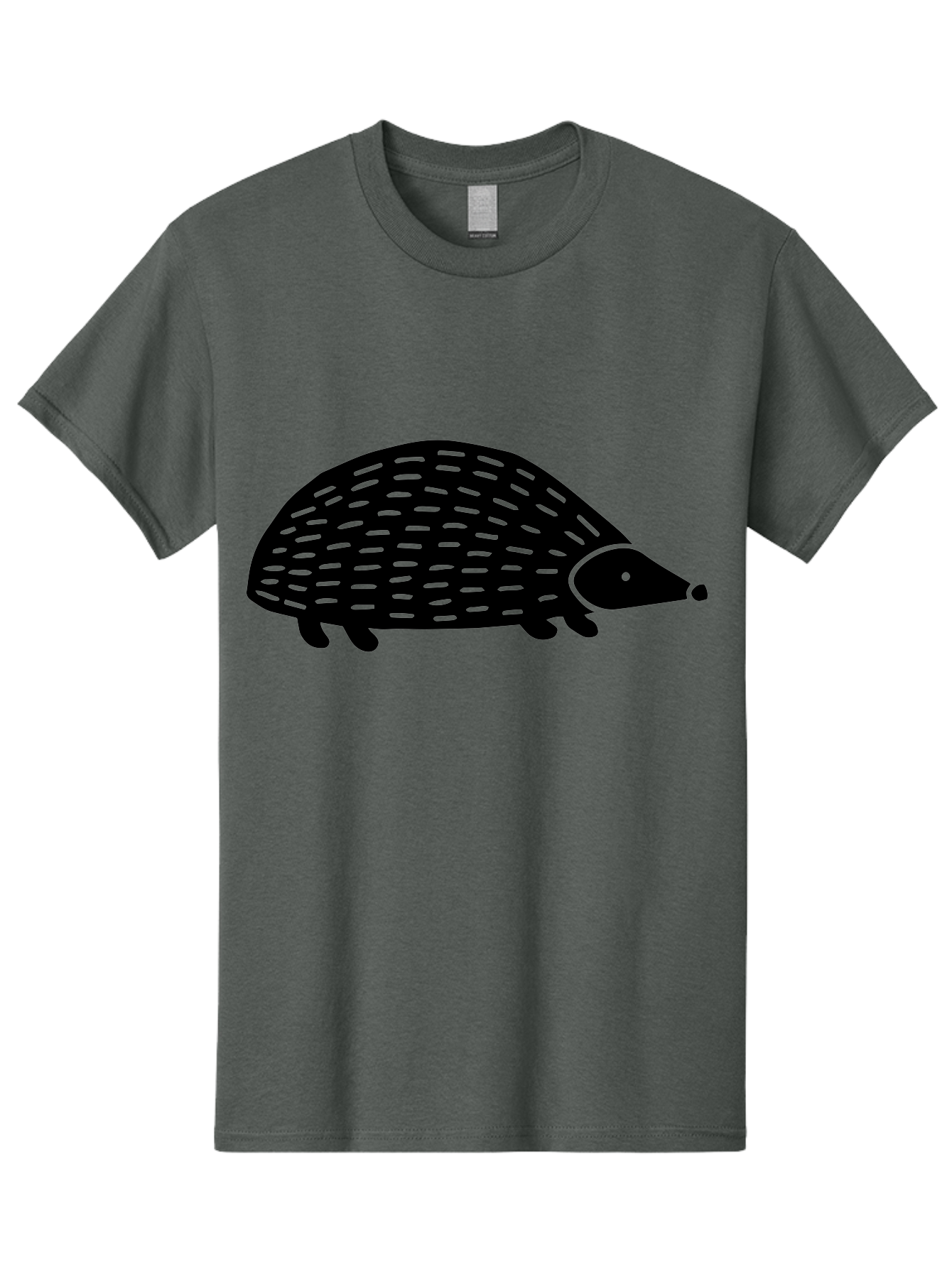 Hedgehog Men'S Graphic Tee, 100% Cotton, Comfortable Casual Summer Wear, Machine Washable, Hedgehog Silhouette, Simple Illustration, Minimalist Design, Cute Animal, Prickly Creature, Small Legs, Dotted Pattern, Bold Lines, Quirky Art - Aaa597