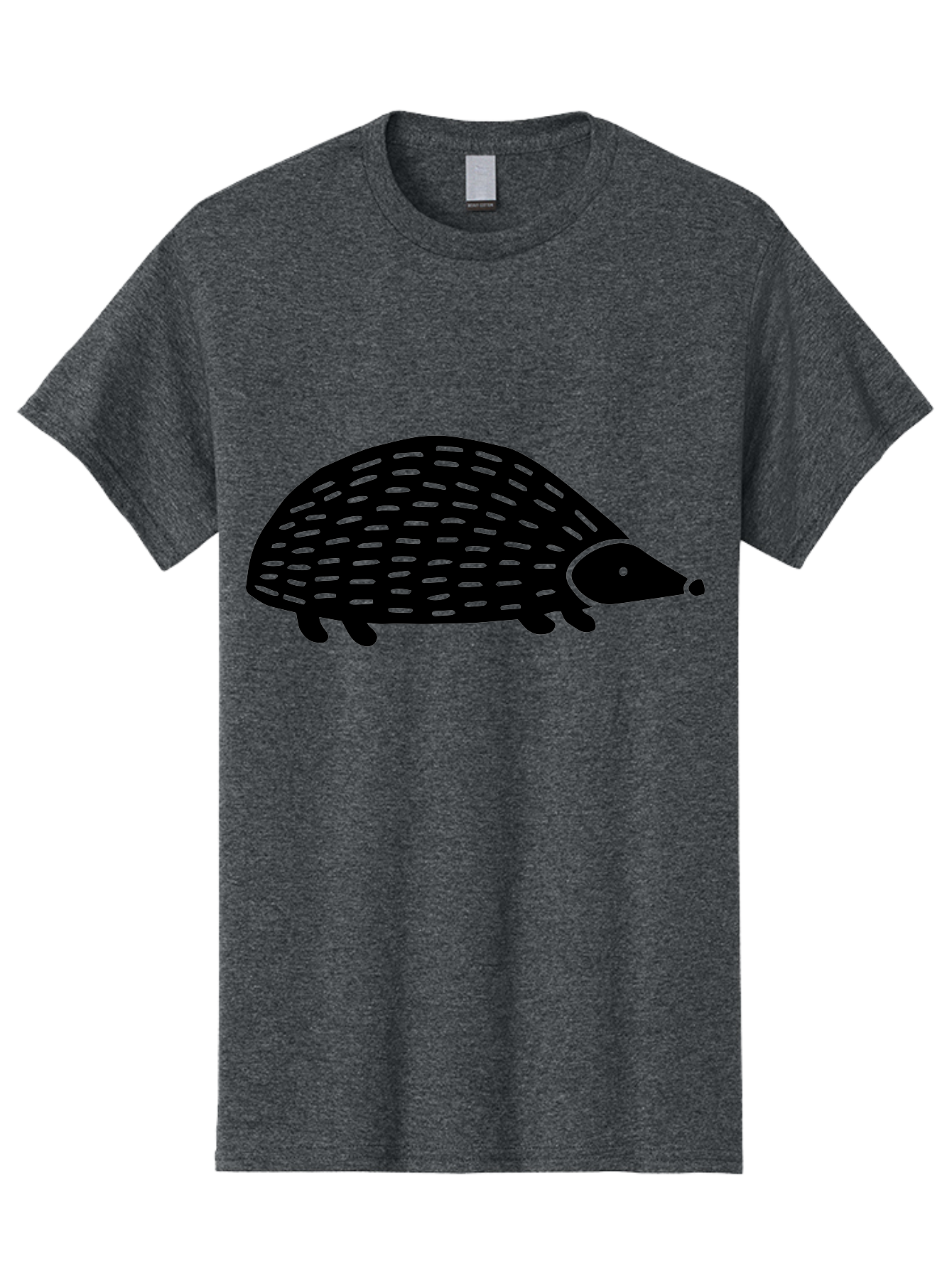 Hedgehog Men'S Graphic Tee, 100% Cotton, Comfortable Casual Summer Wear, Machine Washable, Hedgehog Silhouette, Simple Illustration, Minimalist Design, Cute Animal, Prickly Creature, Small Legs, Dotted Pattern, Bold Lines, Quirky Art - Aaa597