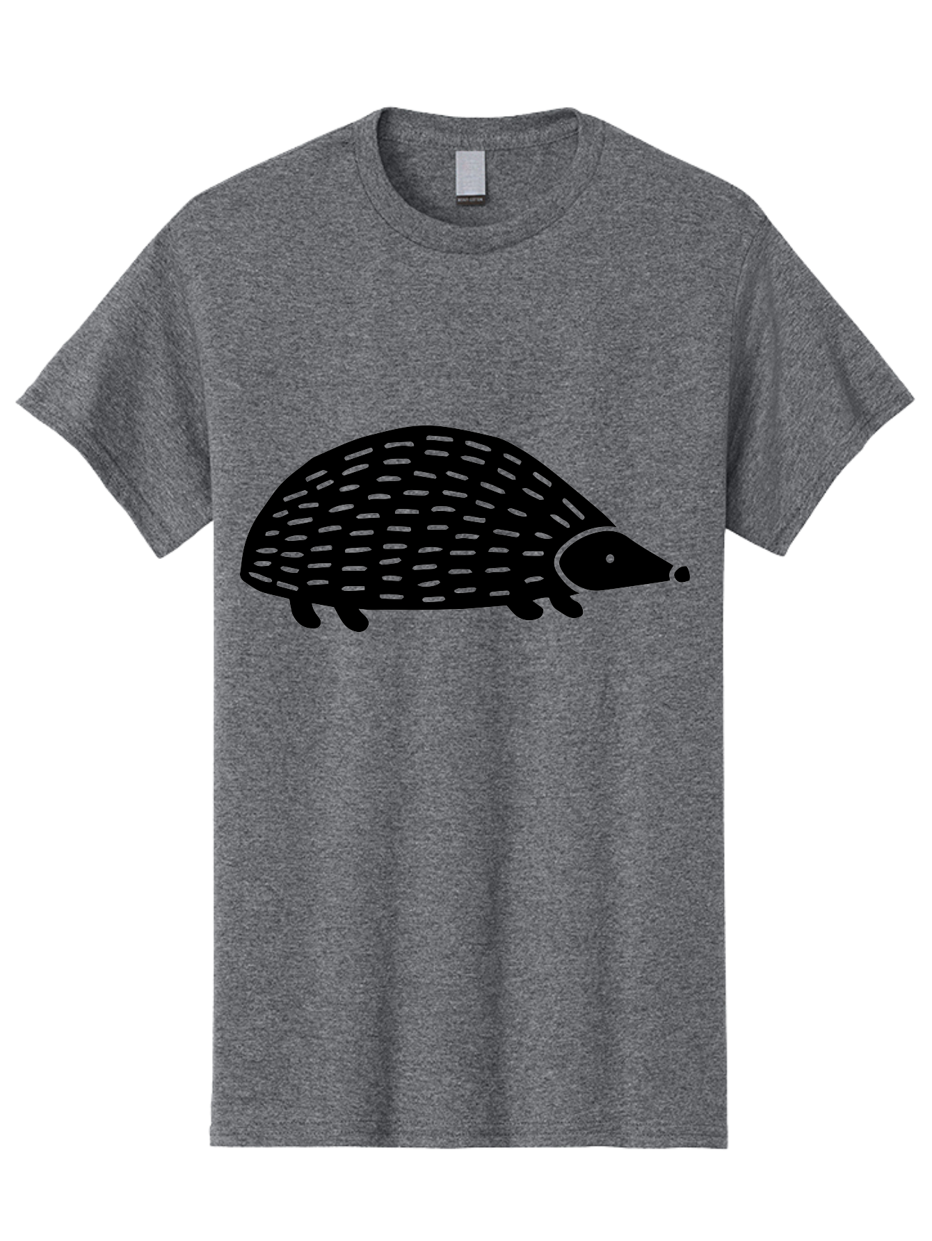 Hedgehog Men'S Graphic Tee, 100% Cotton, Comfortable Casual Summer Wear, Machine Washable, Hedgehog Silhouette, Simple Illustration, Minimalist Design, Cute Animal, Prickly Creature, Small Legs, Dotted Pattern, Bold Lines, Quirky Art - Aaa597