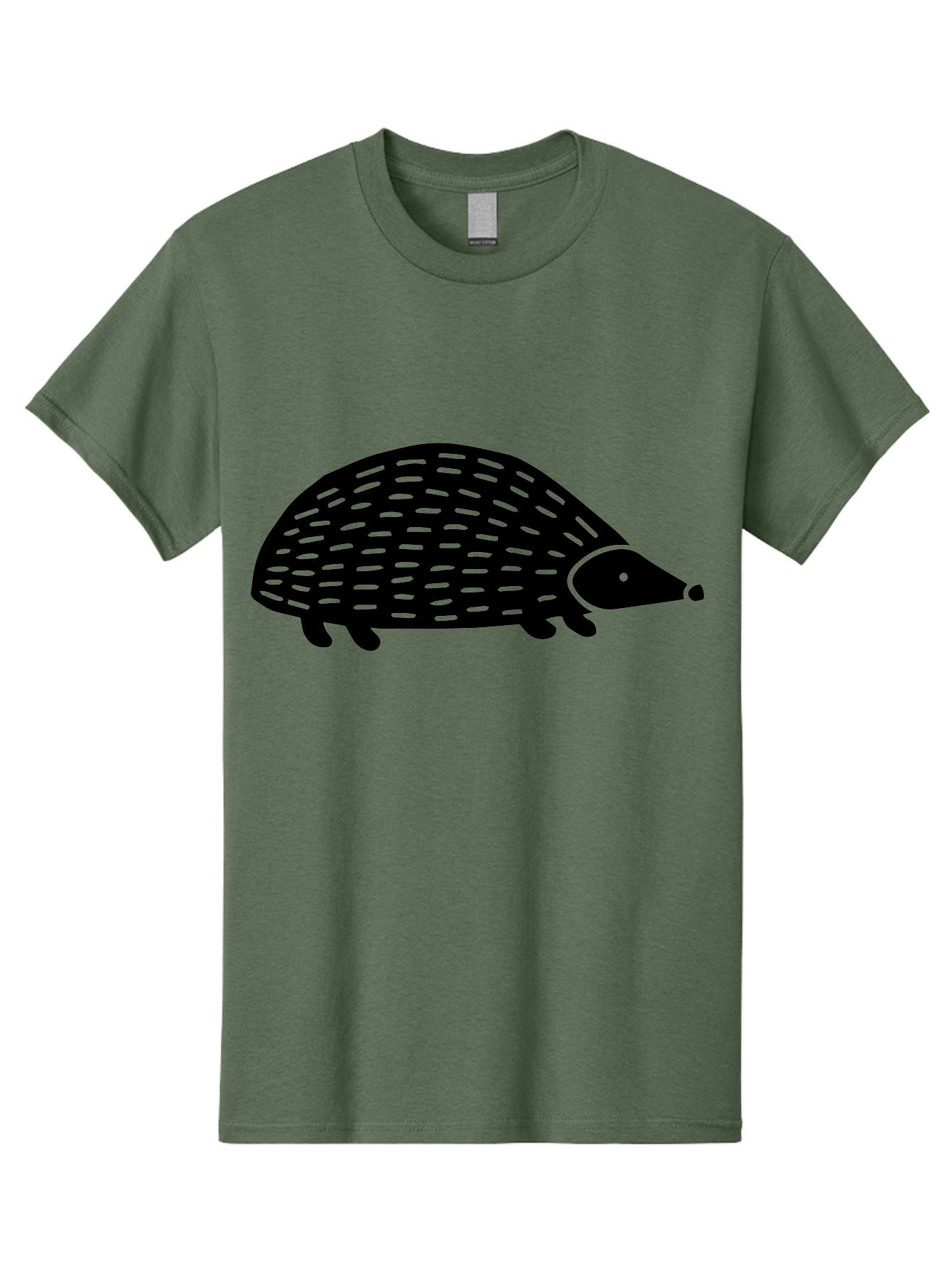 Hedgehog Men'S Graphic Tee, 100% Cotton, Comfortable Casual Summer Wear, Machine Washable, Hedgehog Silhouette, Simple Illustration, Minimalist Design, Cute Animal, Prickly Creature, Small Legs, Dotted Pattern, Bold Lines, Quirky Art - Aaa597