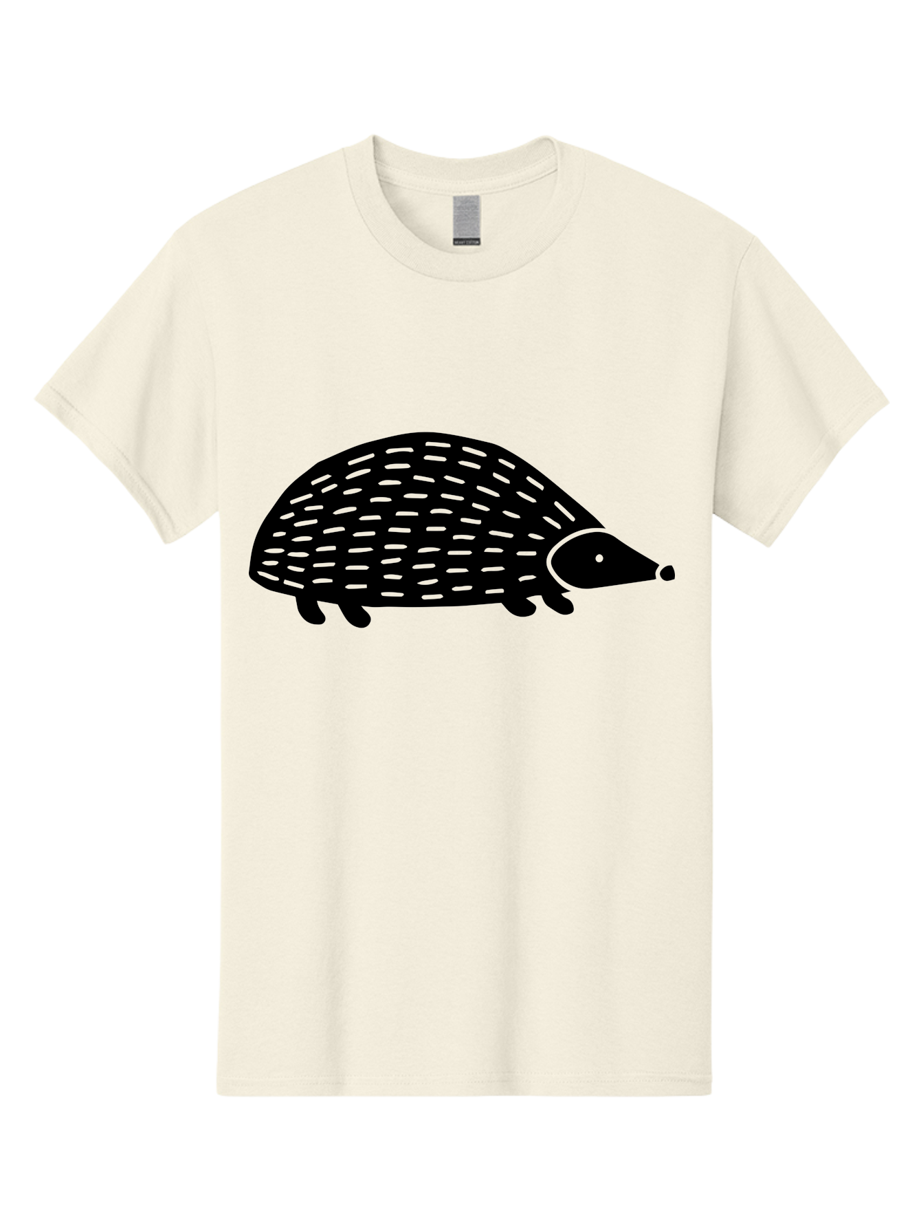 Hedgehog Men'S Graphic Tee, 100% Cotton, Comfortable Casual Summer Wear, Machine Washable, Hedgehog Silhouette, Simple Illustration, Minimalist Design, Cute Animal, Prickly Creature, Small Legs, Dotted Pattern, Bold Lines, Quirky Art - Aaa597