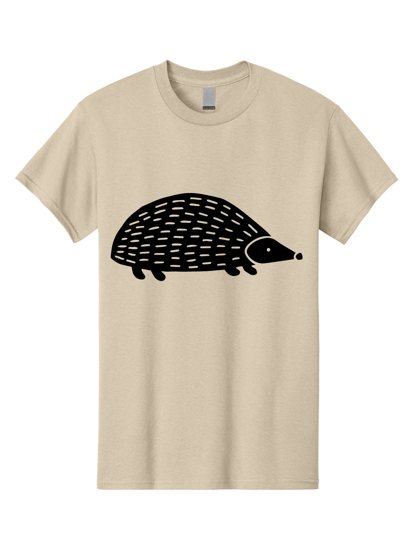 Hedgehog Men'S Graphic Tee, 100% Cotton, Comfortable Casual Summer Wear, Machine Washable, Hedgehog Silhouette, Simple Illustration, Minimalist Design, Cute Animal, Prickly Creature, Small Legs, Dotted Pattern, Bold Lines, Quirky Art - Aaa597