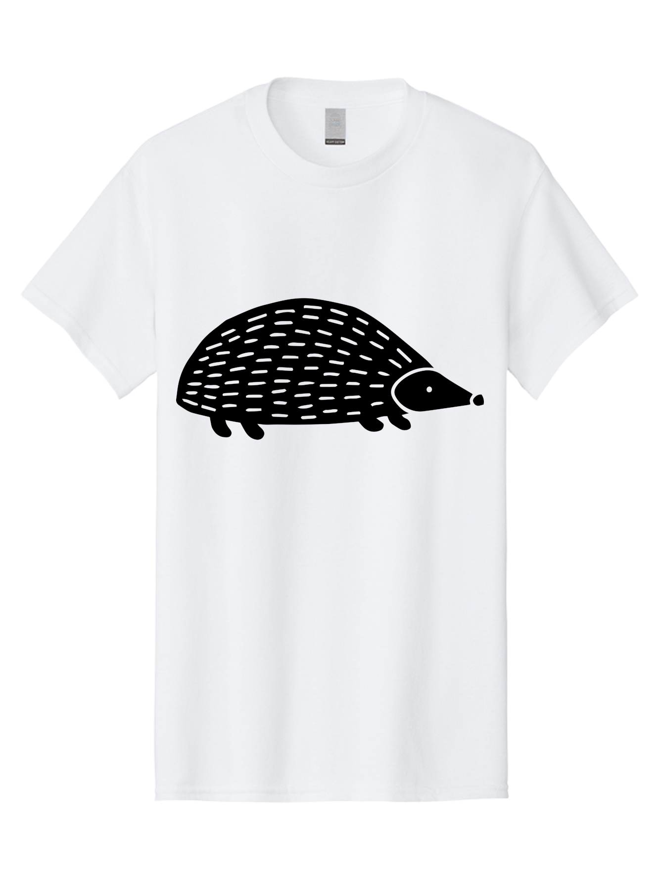 Hedgehog Men'S Graphic Tee, 100% Cotton, Comfortable Casual Summer Wear, Machine Washable, Hedgehog Silhouette, Simple Illustration, Minimalist Design, Cute Animal, Prickly Creature, Small Legs, Dotted Pattern, Bold Lines, Quirky Art - Aaa597