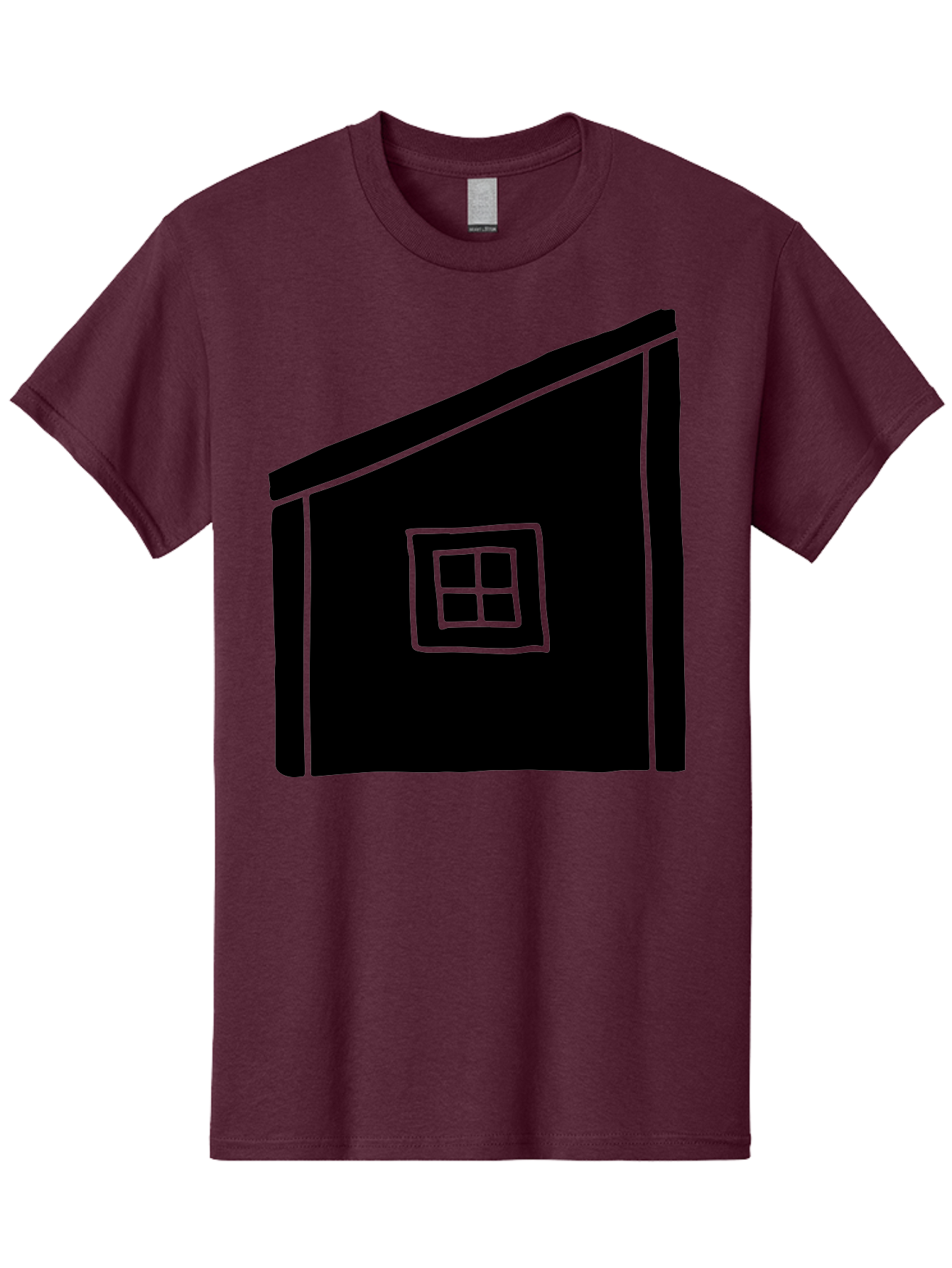 House Men'S Graphic Tee, 100% Cotton, Comfortable Casual Summer Wear, Machine Washable, Simple House Design, Minimalist Architecture, Black House Silhouette, Neon Green Outline, Four-Paned Window, Modern Home Decor, - Aaa599