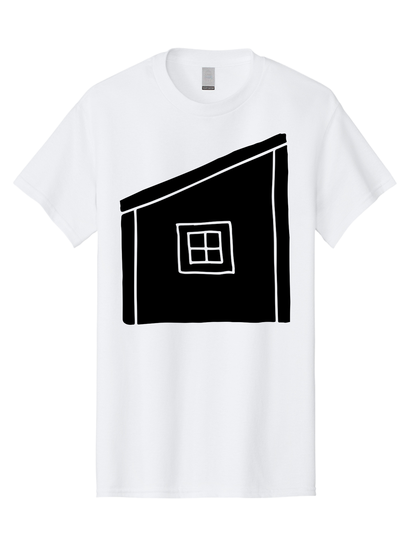 House Men'S Graphic Tee, 100% Cotton, Comfortable Casual Summer Wear, Machine Washable, Simple House Design, Minimalist Architecture, Black House Silhouette, Neon Green Outline, Four-Paned Window, Modern Home Decor, - Aaa599