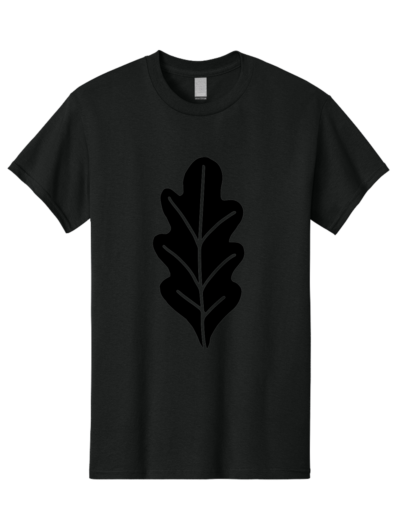 Leaf-Silhouette Men'S Graphic Tee, 100% Cotton, Comfortable Casual Summer Wear, Machine Washable, Leaf Silhouette, Foliage Icon, Simple Leaf Design, Nature-Inspired Graphic, Black Leaf Shape, Neon Green Veins, Minimalist Illustration, - Aaa601