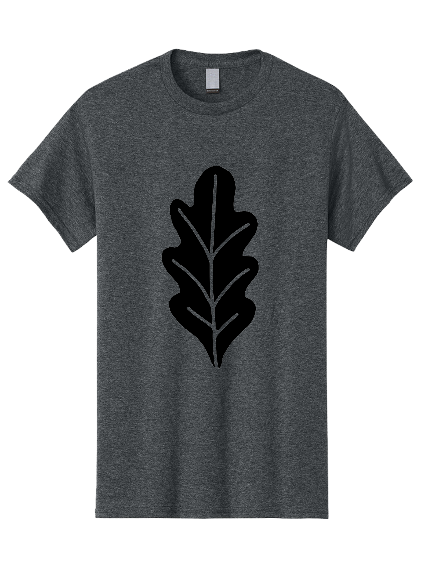 Leaf-Silhouette Men'S Graphic Tee, 100% Cotton, Comfortable Casual Summer Wear, Machine Washable, Leaf Silhouette, Foliage Icon, Simple Leaf Design, Nature-Inspired Graphic, Black Leaf Shape, Neon Green Veins, Minimalist Illustration, - Aaa601