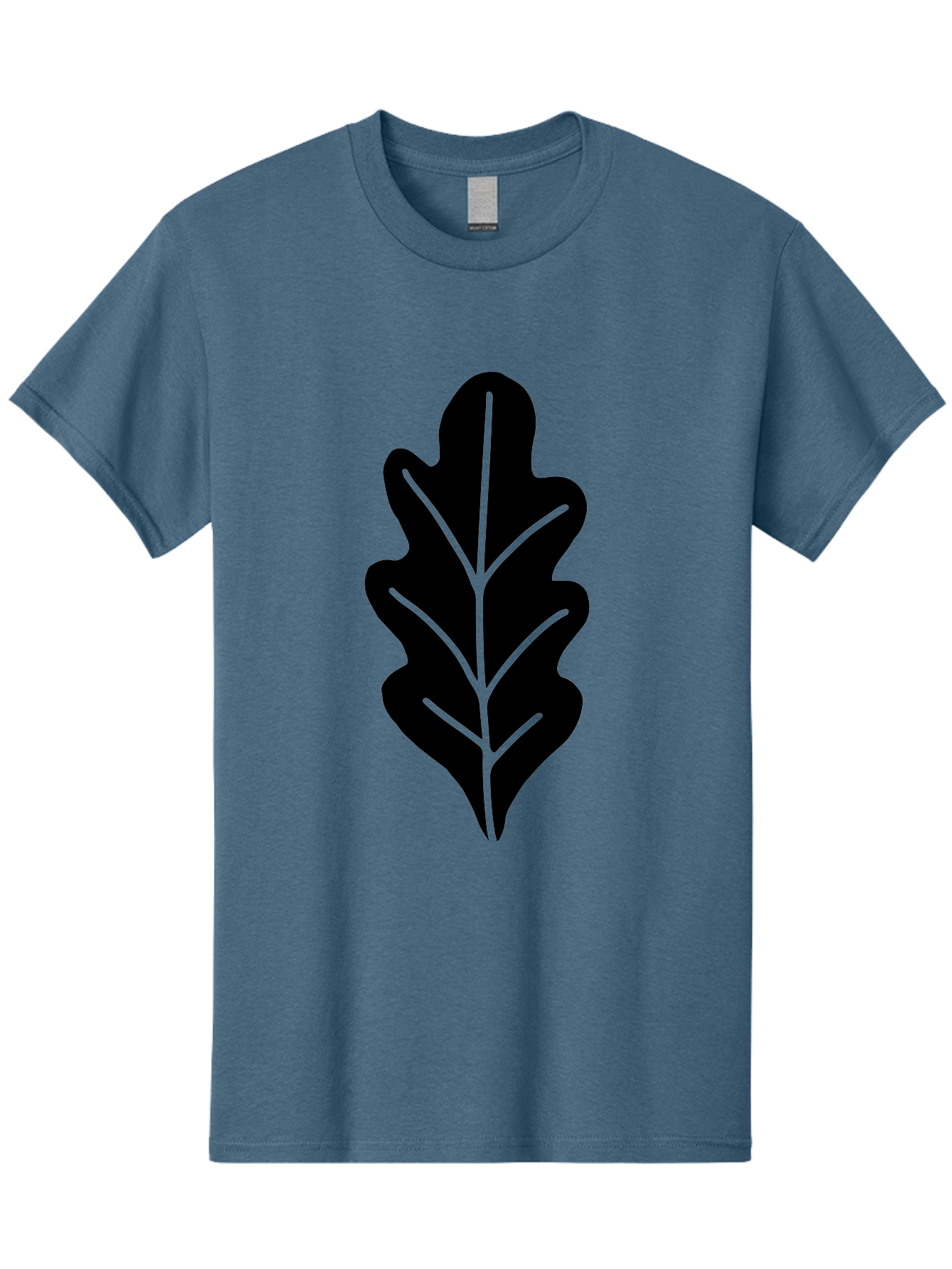 Leaf-Silhouette Men'S Graphic Tee, 100% Cotton, Comfortable Casual Summer Wear, Machine Washable, Leaf Silhouette, Foliage Icon, Simple Leaf Design, Nature-Inspired Graphic, Black Leaf Shape, Neon Green Veins, Minimalist Illustration, - Aaa601