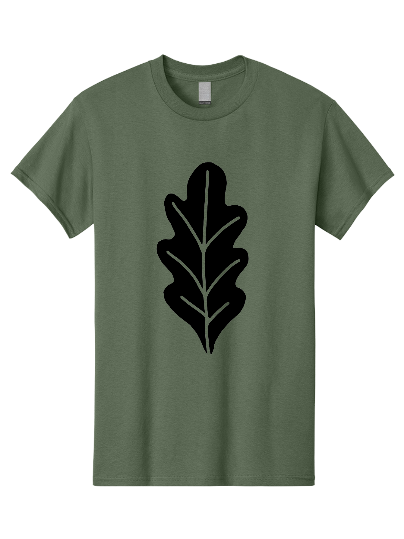 Leaf-Silhouette Men'S Graphic Tee, 100% Cotton, Comfortable Casual Summer Wear, Machine Washable, Leaf Silhouette, Foliage Icon, Simple Leaf Design, Nature-Inspired Graphic, Black Leaf Shape, Neon Green Veins, Minimalist Illustration, - Aaa601