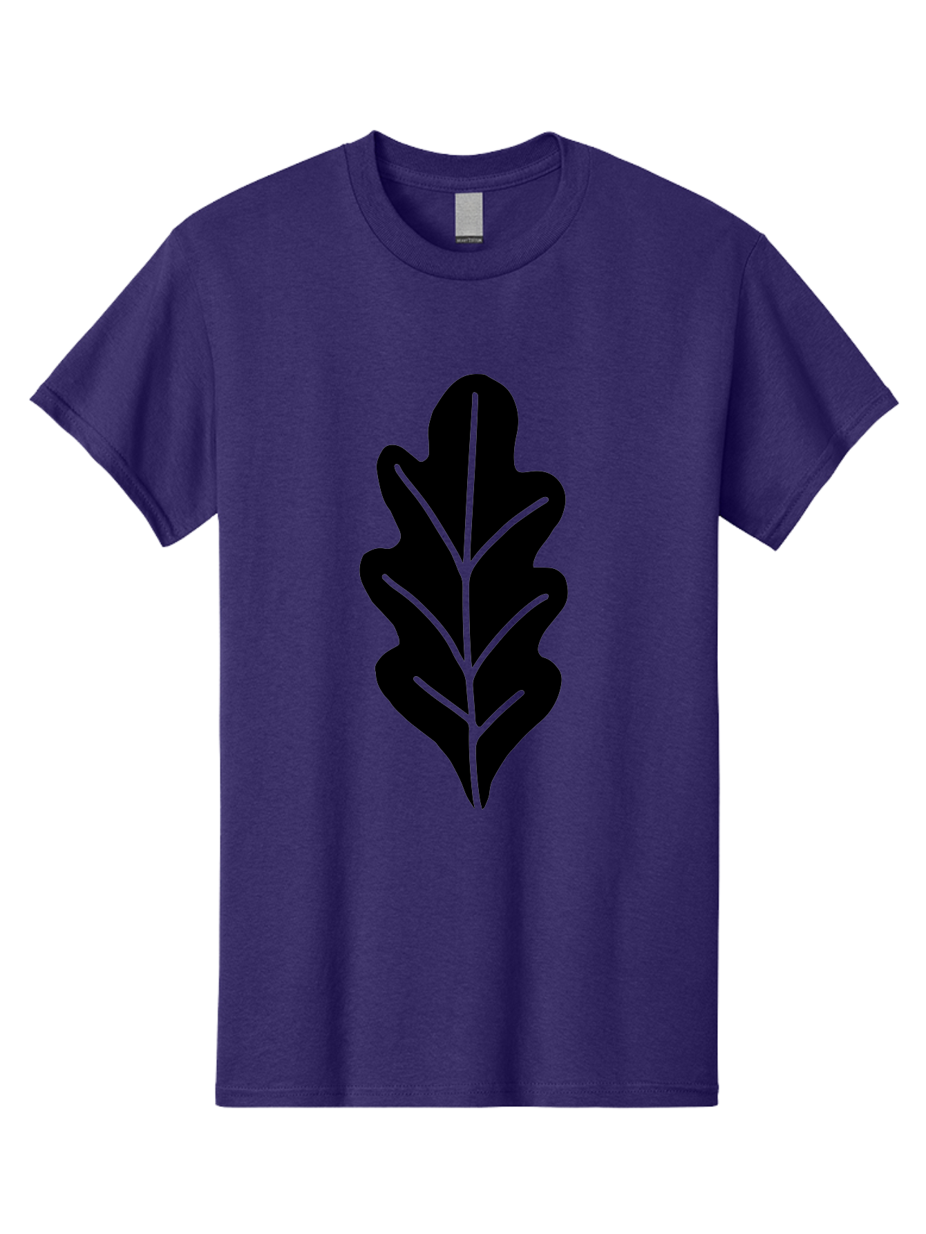 Leaf-Silhouette Men'S Graphic Tee, 100% Cotton, Comfortable Casual Summer Wear, Machine Washable, Leaf Silhouette, Foliage Icon, Simple Leaf Design, Nature-Inspired Graphic, Black Leaf Shape, Neon Green Veins, Minimalist Illustration, - Aaa601