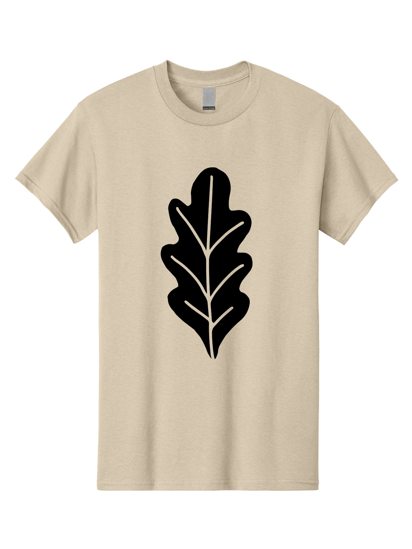 Leaf-Silhouette Men'S Graphic Tee, 100% Cotton, Comfortable Casual Summer Wear, Machine Washable, Leaf Silhouette, Foliage Icon, Simple Leaf Design, Nature-Inspired Graphic, Black Leaf Shape, Neon Green Veins, Minimalist Illustration, - Aaa601