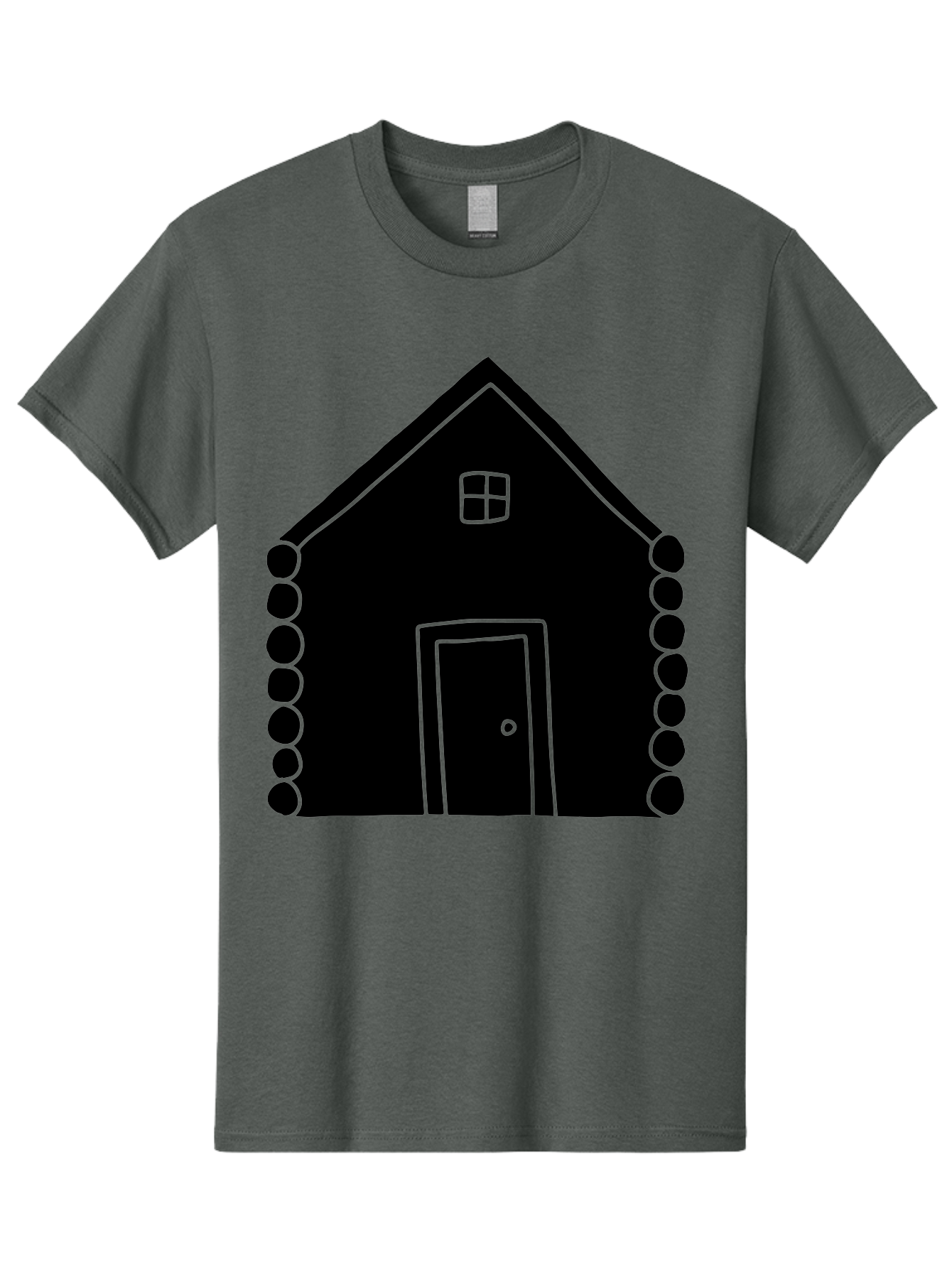 Log-Cabin Men'S Graphic Tee, 100% Cotton, Comfortable Casual Summer Wear, Machine Washable, Simple House Design, Minimalist Architecture, House Outline, Cozy Home, Door And Window, Simple Shapes, Modern Art - Aaa602