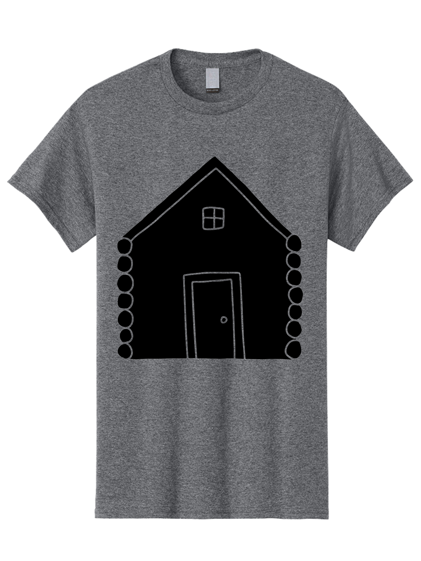 Log-Cabin Men'S Graphic Tee, 100% Cotton, Comfortable Casual Summer Wear, Machine Washable, Simple House Design, Minimalist Architecture, House Outline, Cozy Home, Door And Window, Simple Shapes, Modern Art - Aaa602