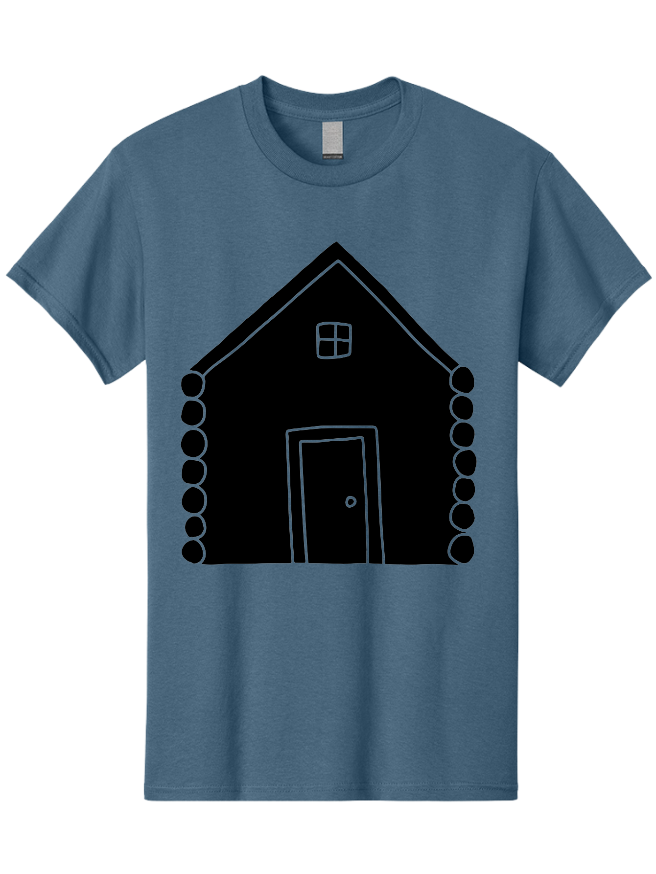 Log-Cabin Men'S Graphic Tee, 100% Cotton, Comfortable Casual Summer Wear, Machine Washable, Simple House Design, Minimalist Architecture, House Outline, Cozy Home, Door And Window, Simple Shapes, Modern Art - Aaa602