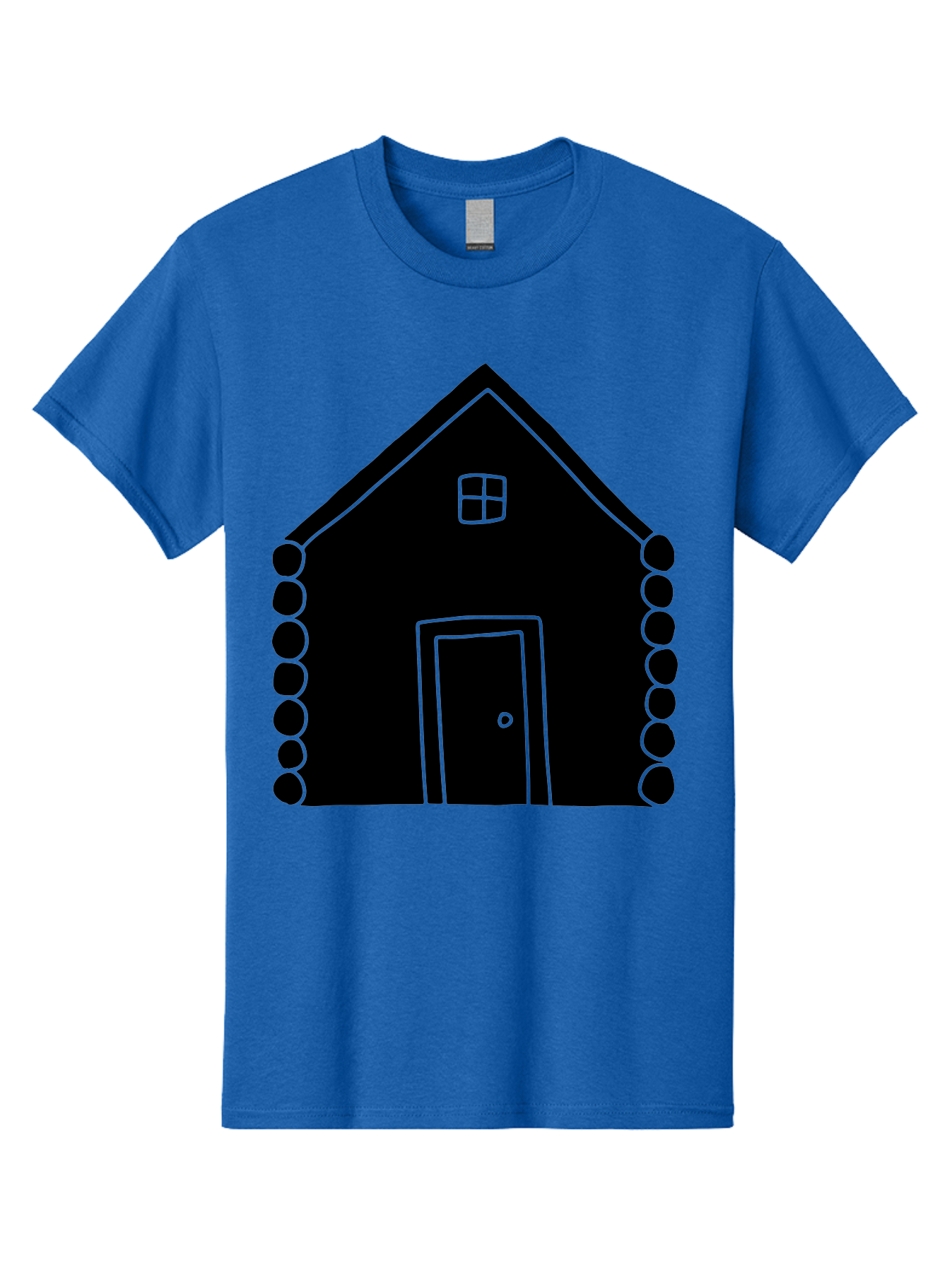Log-Cabin Men'S Graphic Tee, 100% Cotton, Comfortable Casual Summer Wear, Machine Washable, Simple House Design, Minimalist Architecture, House Outline, Cozy Home, Door And Window, Simple Shapes, Modern Art - Aaa602